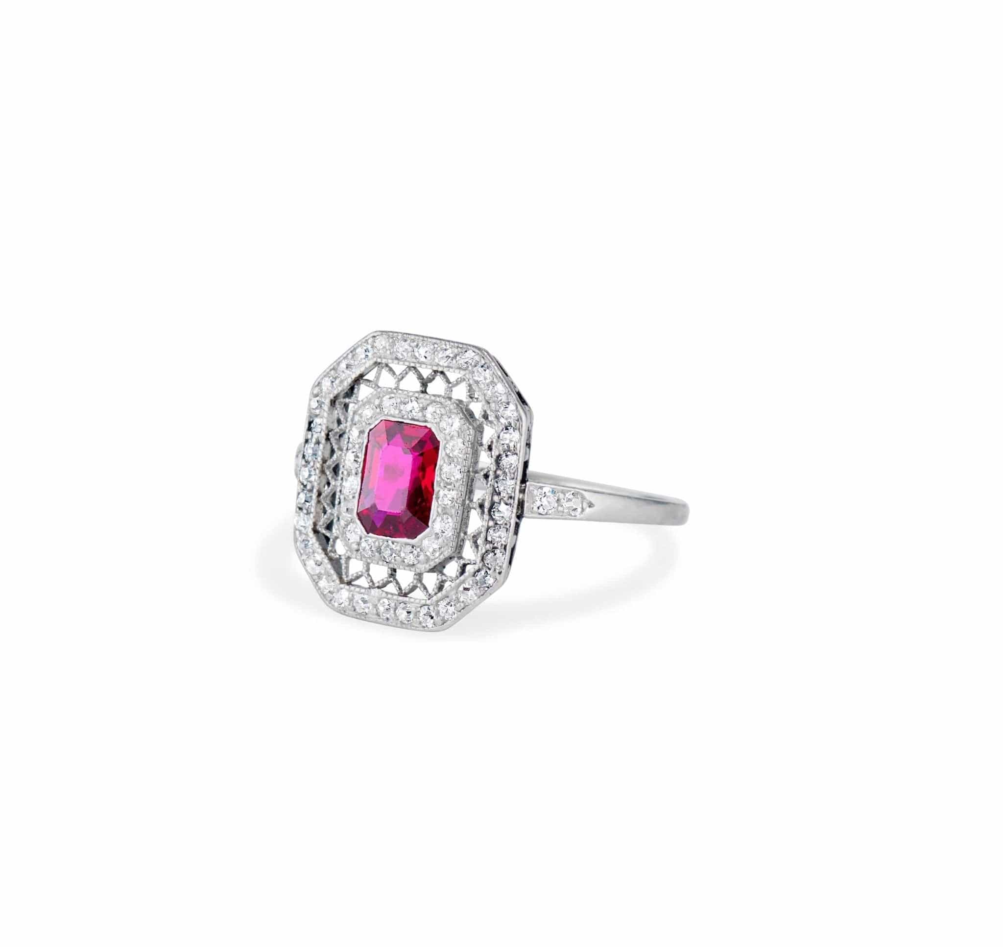 Edwardian Ruby and Diamond Engagement Ring - Image 2