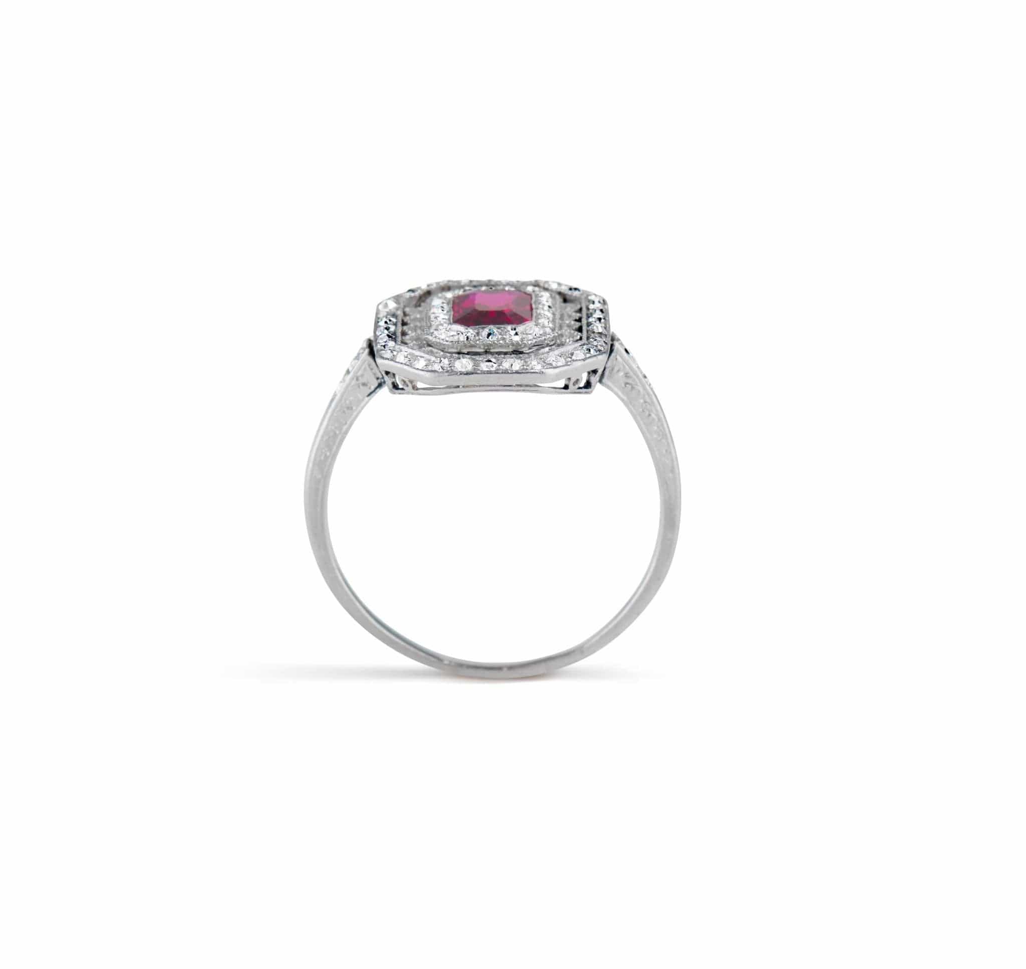 Edwardian Ruby and Diamond Engagement Ring - Image 4