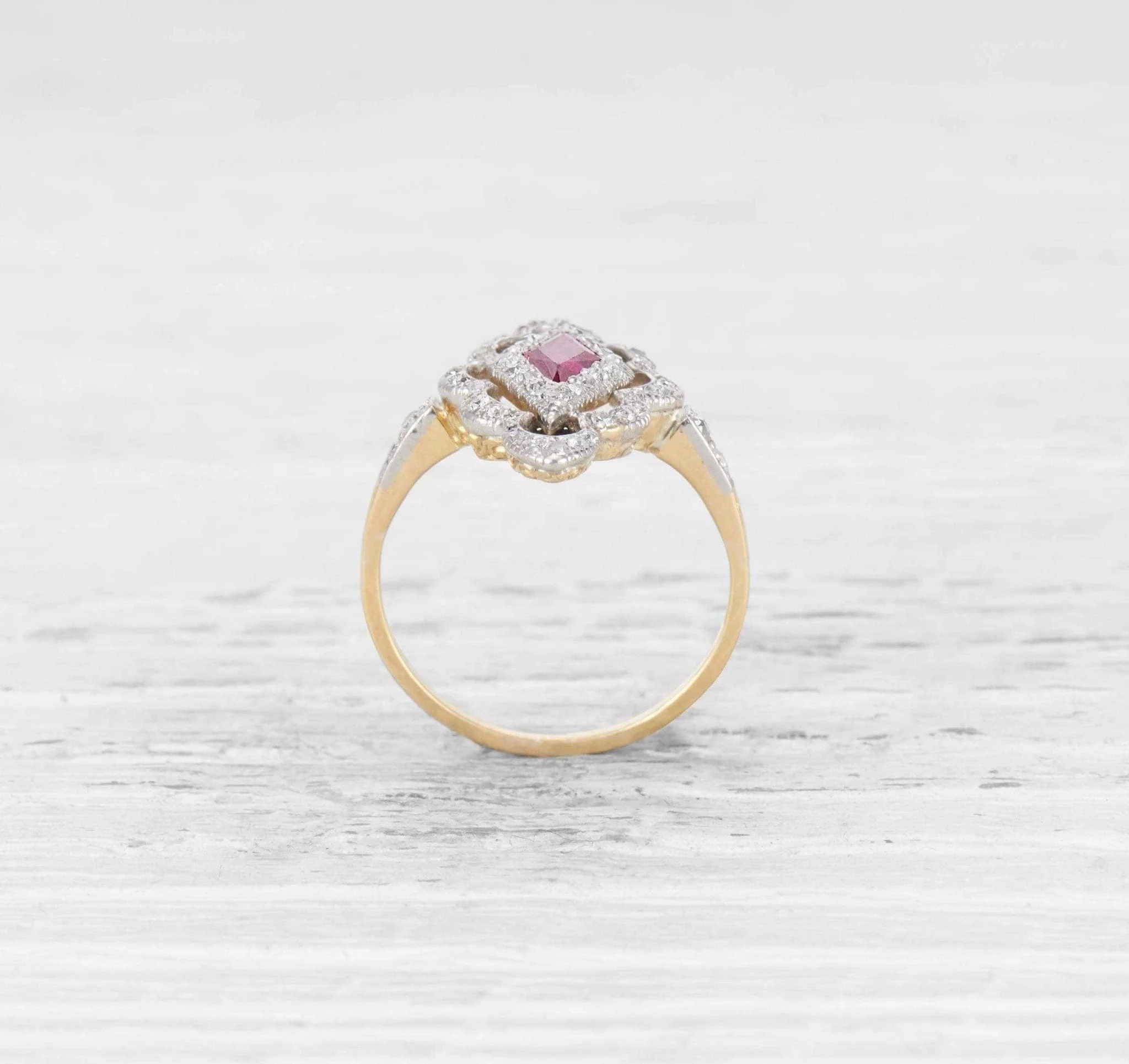 EDWARDIAN RUBY AND DIAMOND NAVETTE RING - Image 3