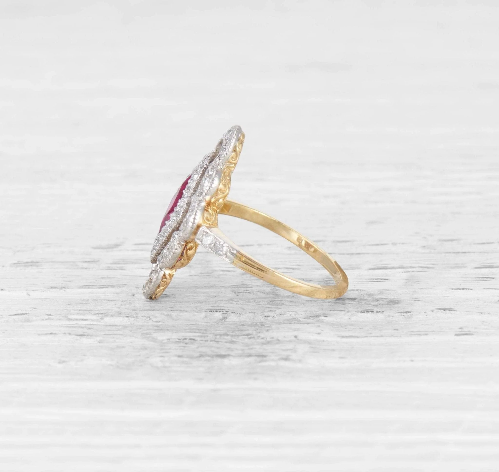 EDWARDIAN RUBY AND DIAMOND NAVETTE RING - Image 4