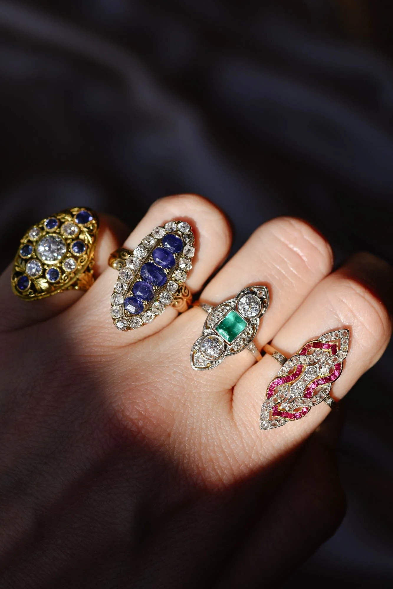 Edwardian Ruby & Diamond Lovers Knot Dinner Ring - Image 2