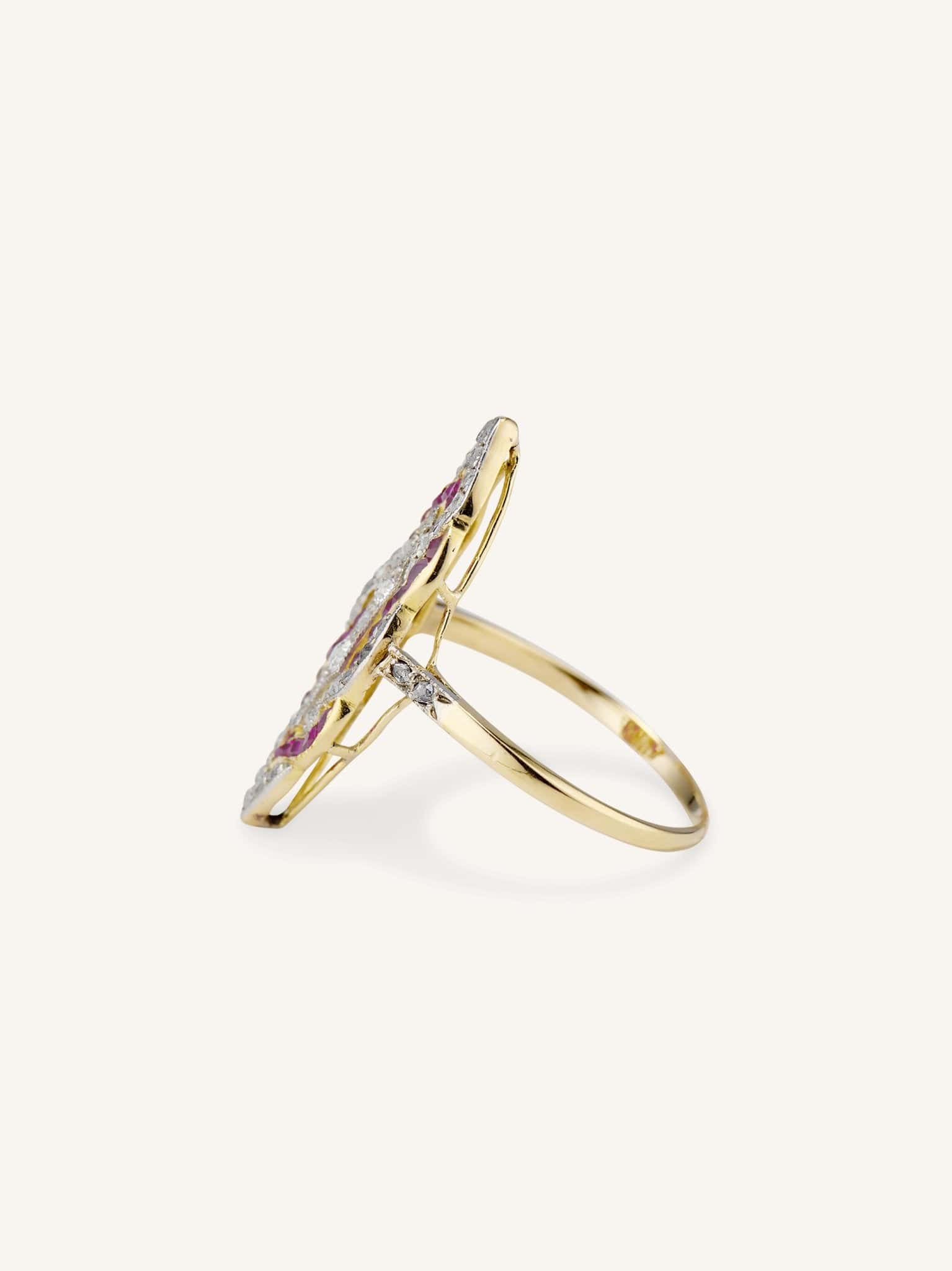 Edwardian Ruby & Diamond Lovers Knot Dinner Ring - Image 6