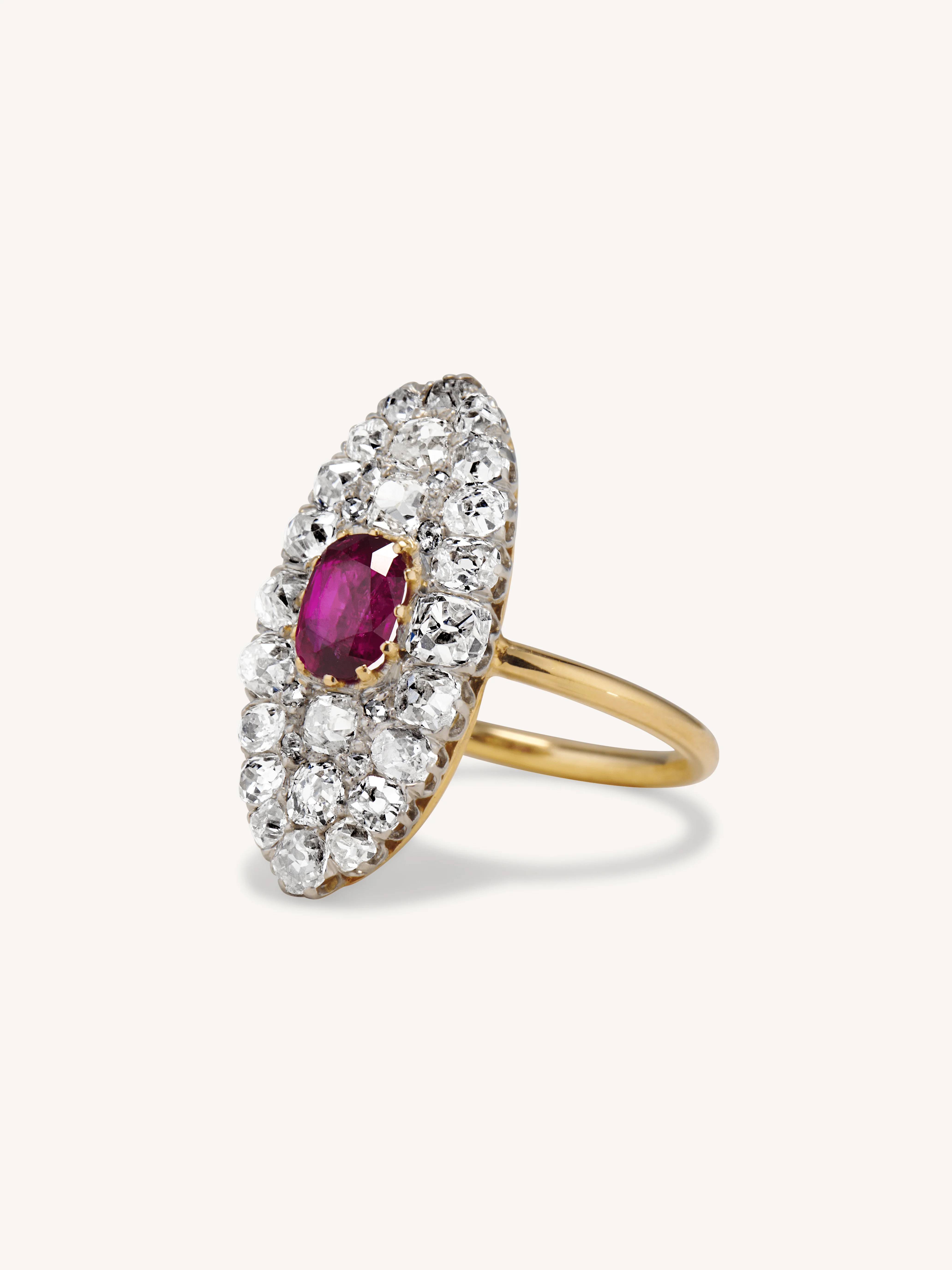 Edwardian Ruby & Diamond Navette Ring - Image 4