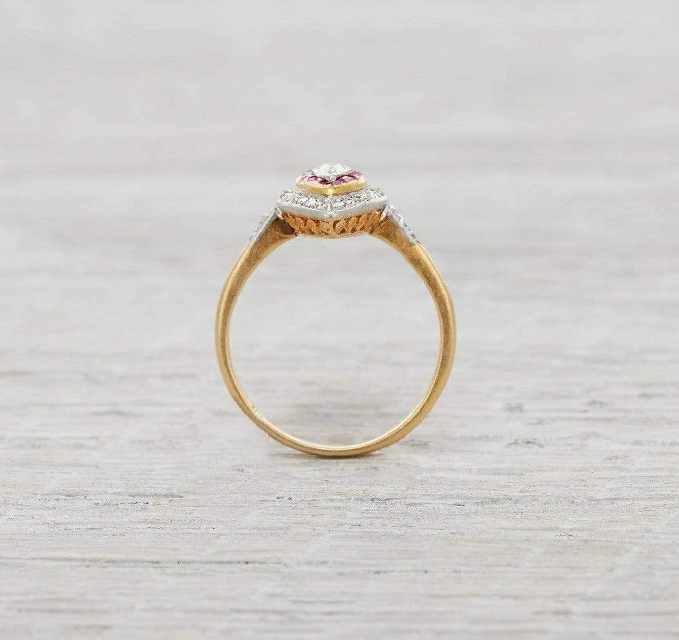 Edwardian Ruby & Marquise Cut Diamond Engagement Ring - Image 4