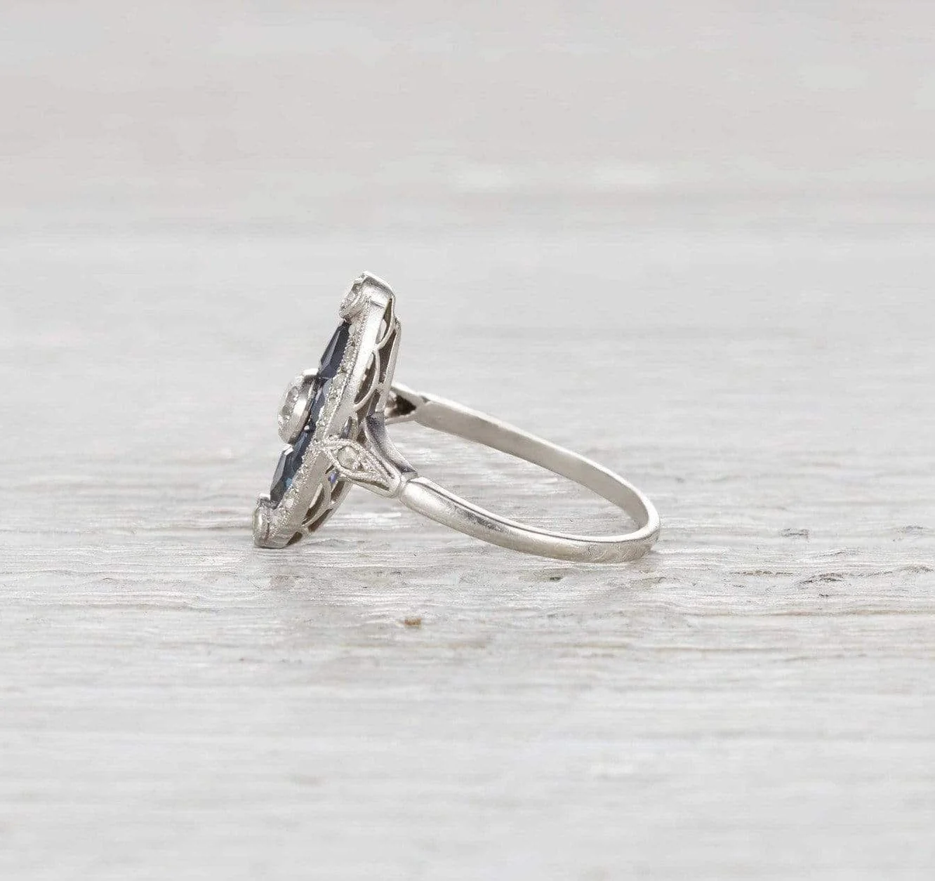 Edwardian Sapphire and Diamond Engagement Ring - Image 3