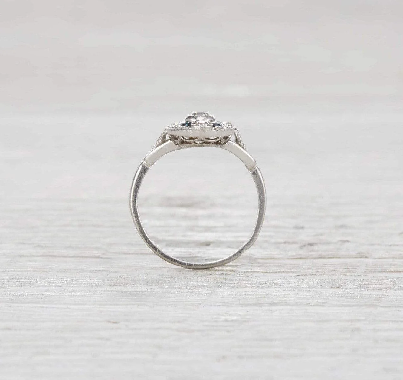 Edwardian Sapphire and Diamond Engagement Ring - Image 5
