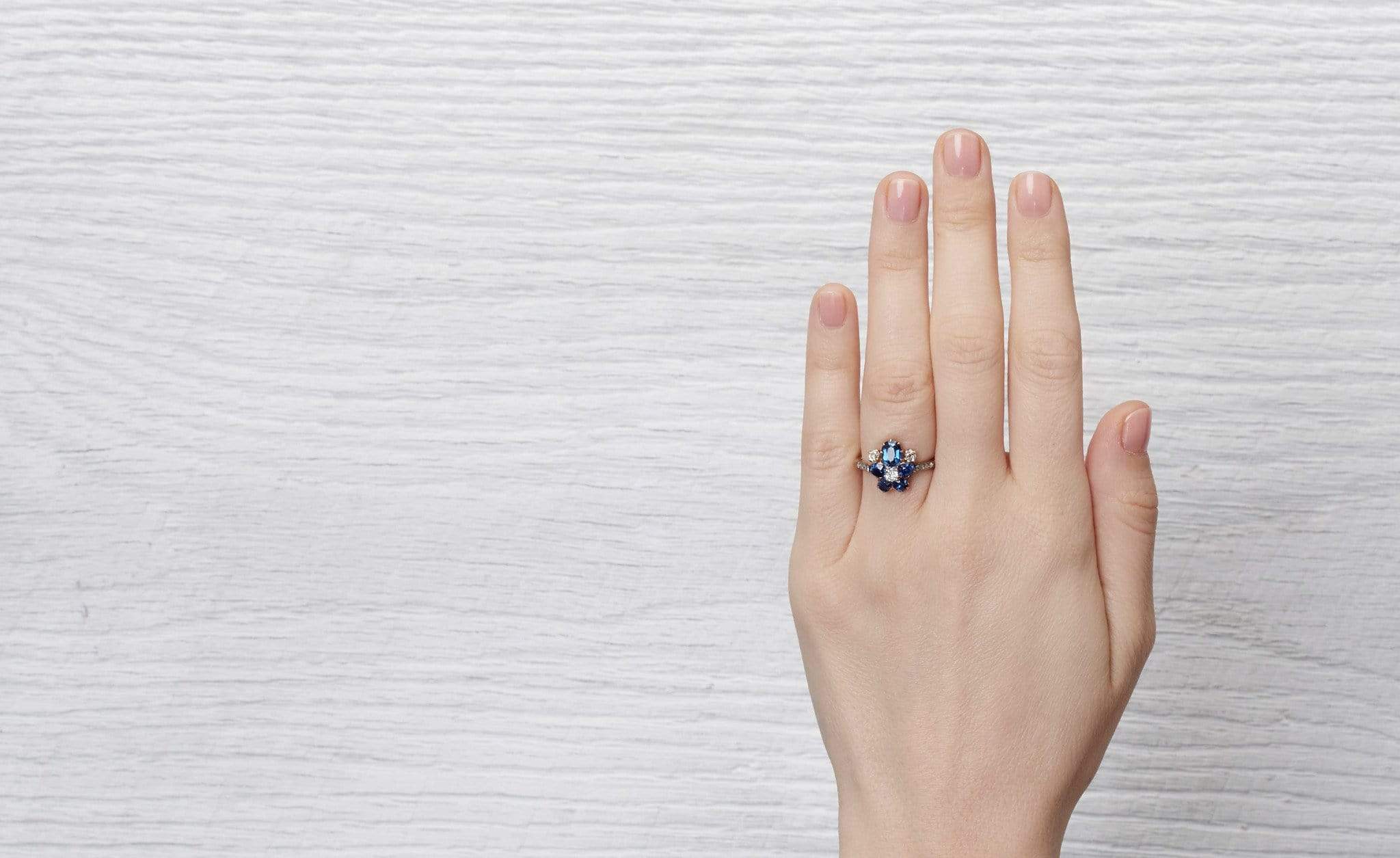 Edwardian Sapphire and Diamond Flower Ring - Image 4