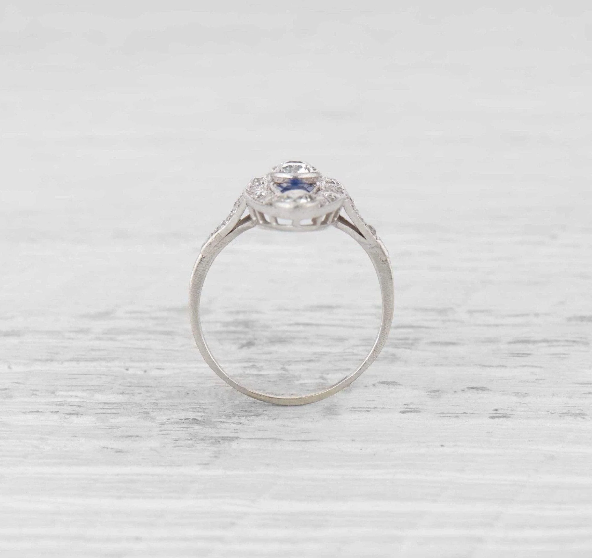 Edwardian Sapphire and Diamond Navette Ring - Image 4