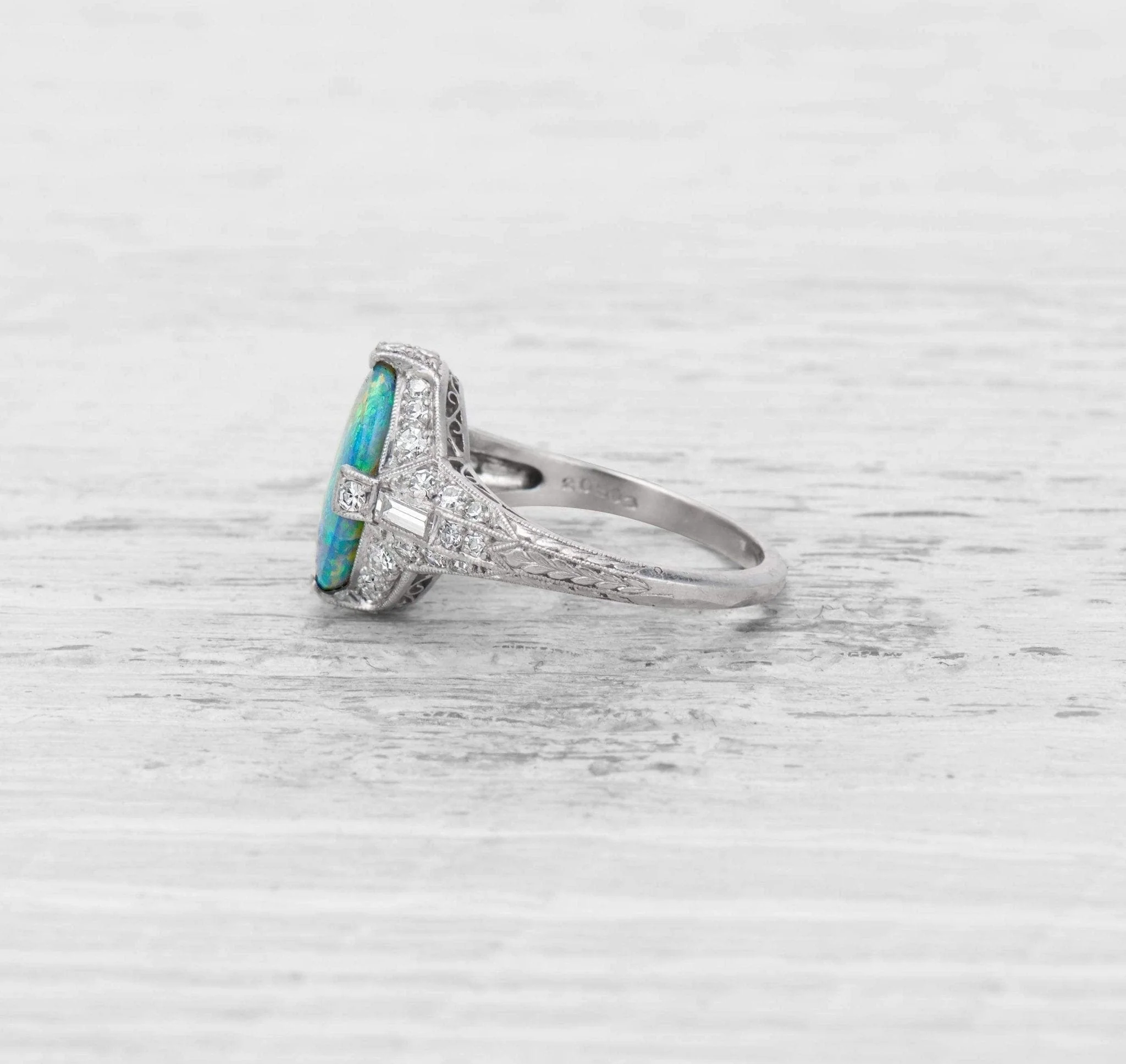 EDWARDIAN SHREVE & CO OPAL AND DIAMOND RING - Image 2