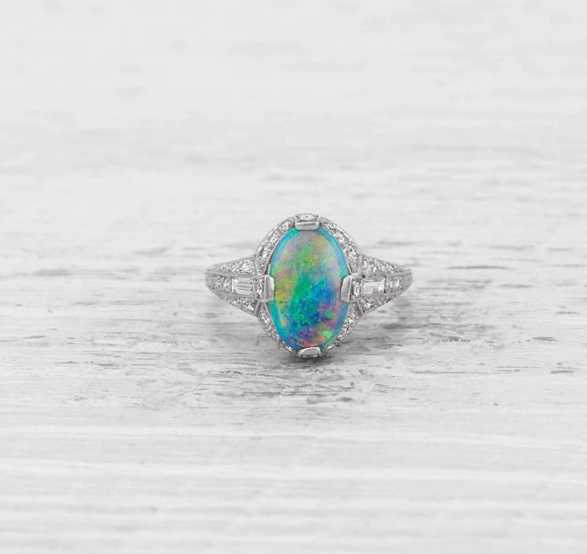 EDWARDIAN SHREVE & CO OPAL AND DIAMOND RING - Image 3