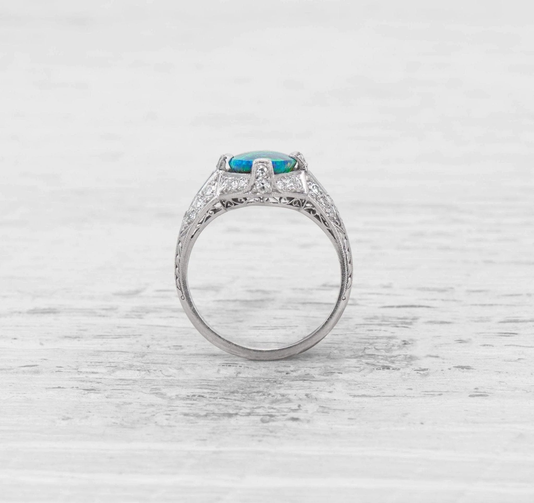 EDWARDIAN SHREVE & CO OPAL AND DIAMOND RING - Image 4