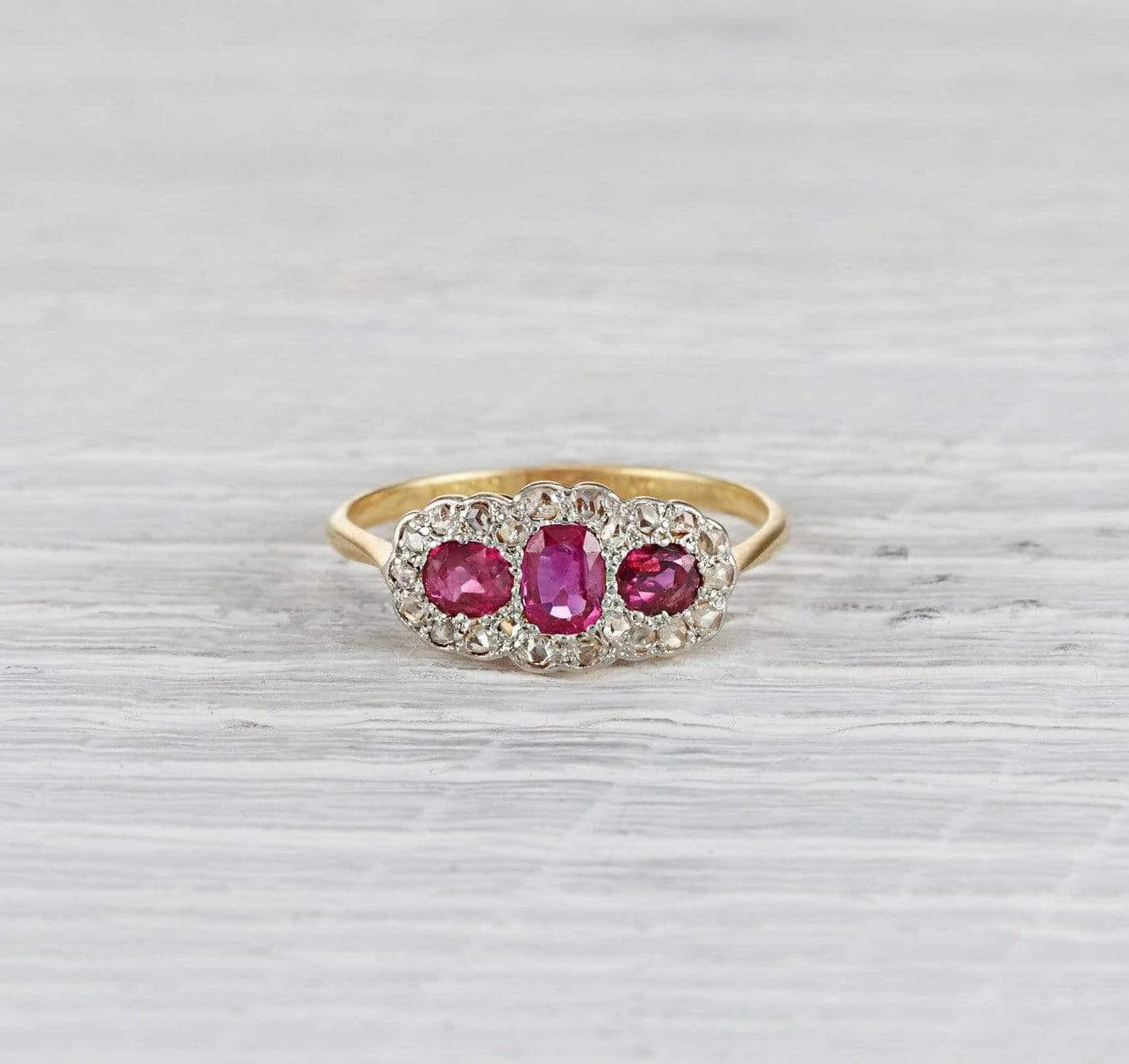 Edwardian Three Stone Ruby and Diamond Ring - Image 4