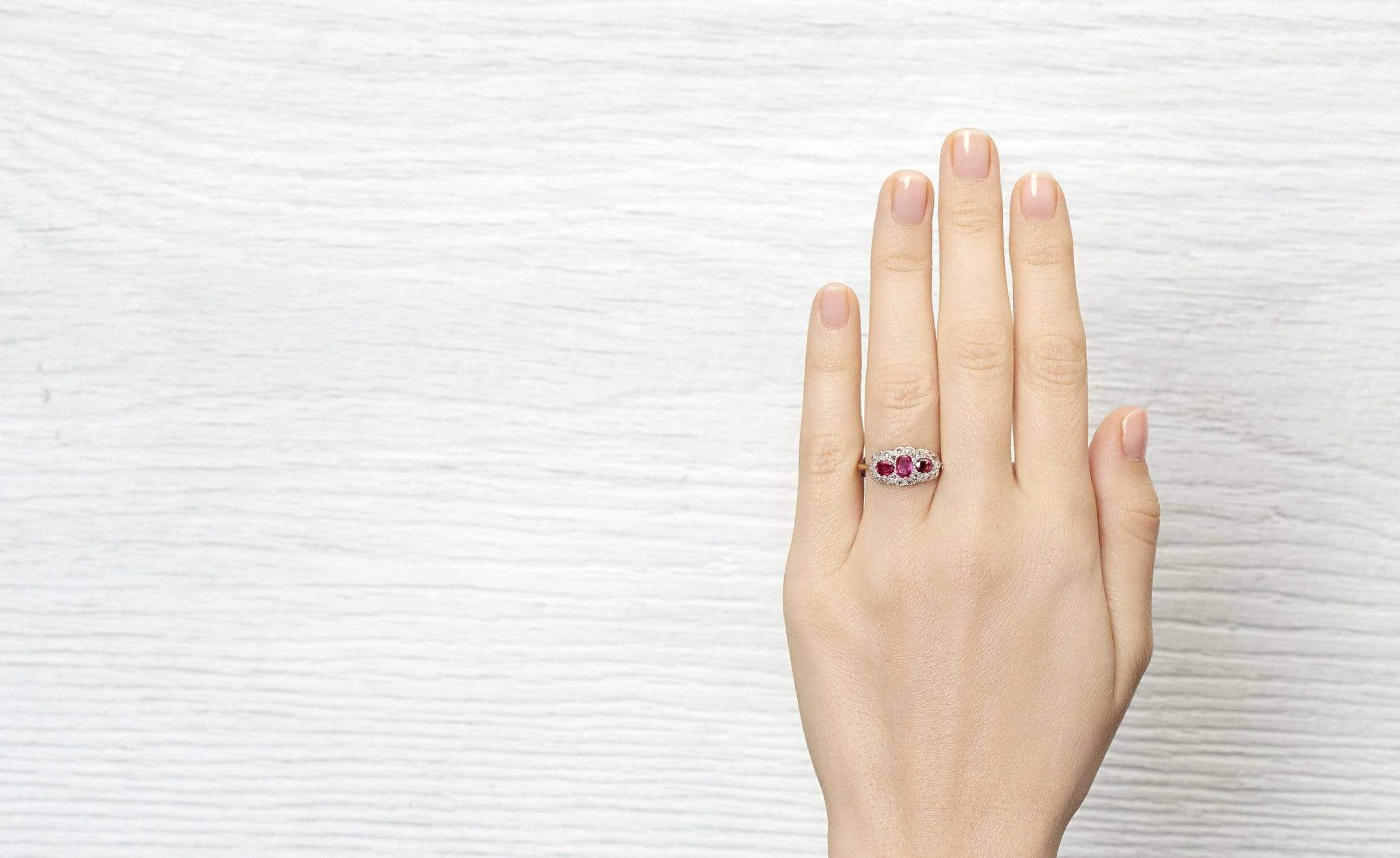 Edwardian Three Stone Ruby and Diamond Ring - Image 5