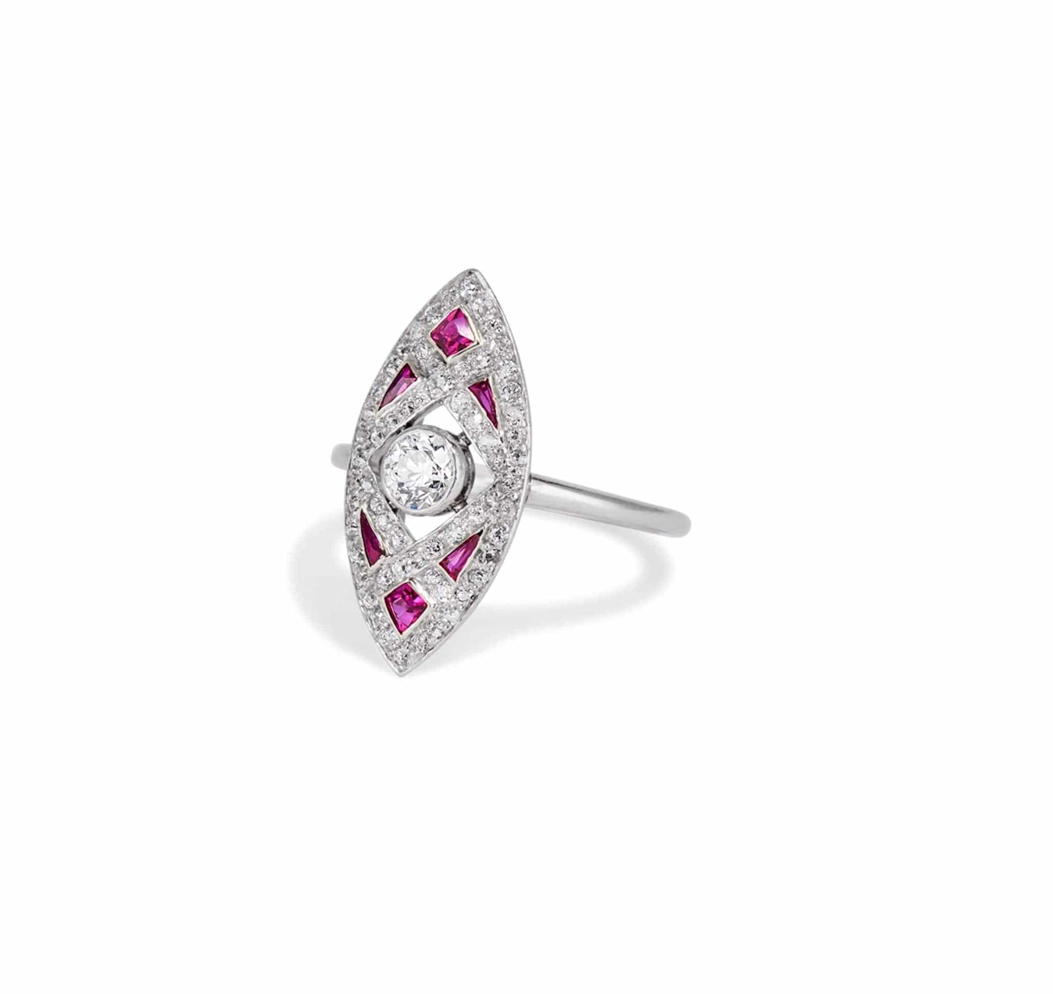 Tiffany & Co. Ruby and Diamond Navette Ring - Image 2