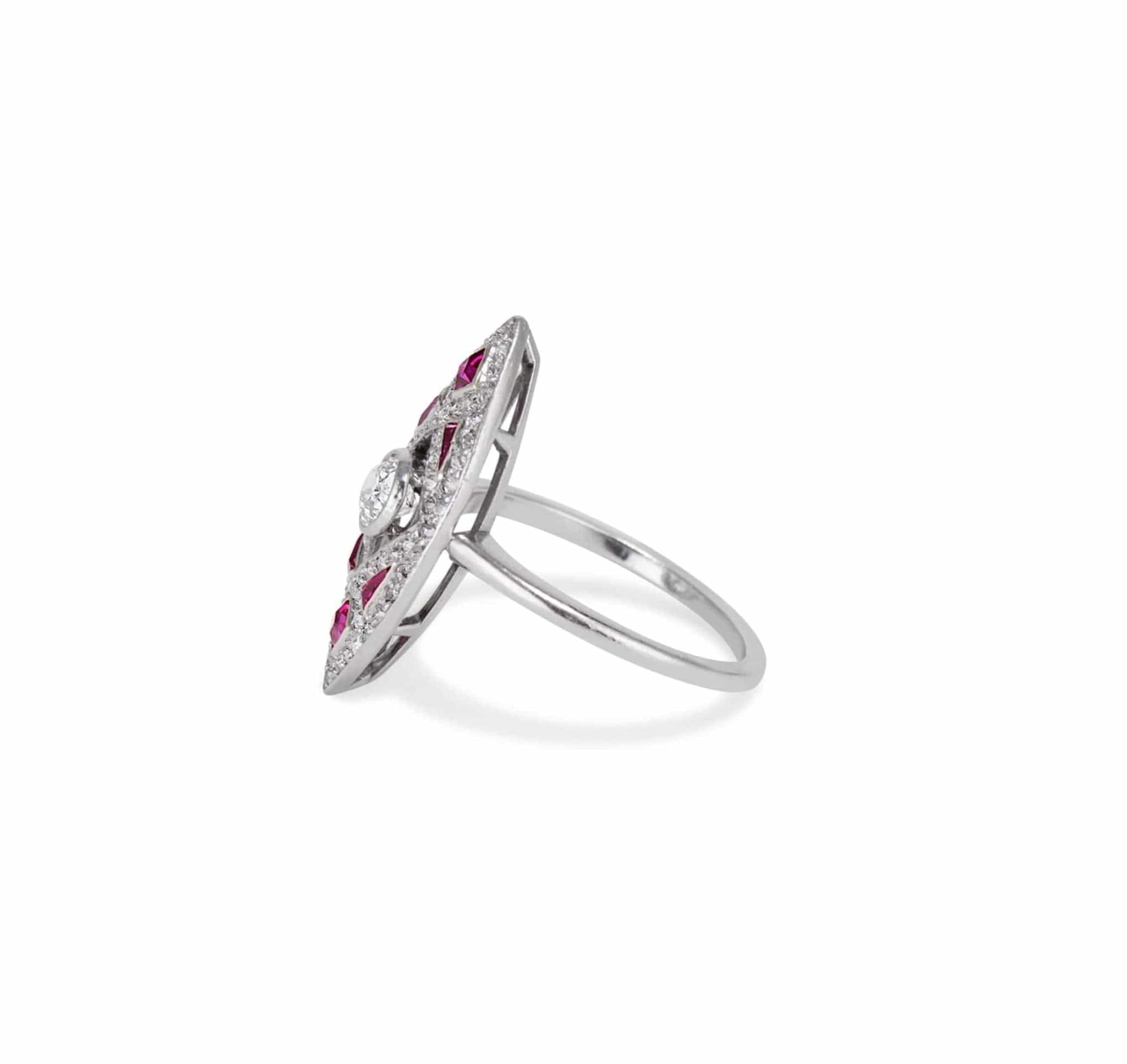 Tiffany & Co. Ruby and Diamond Navette Ring - Image 3