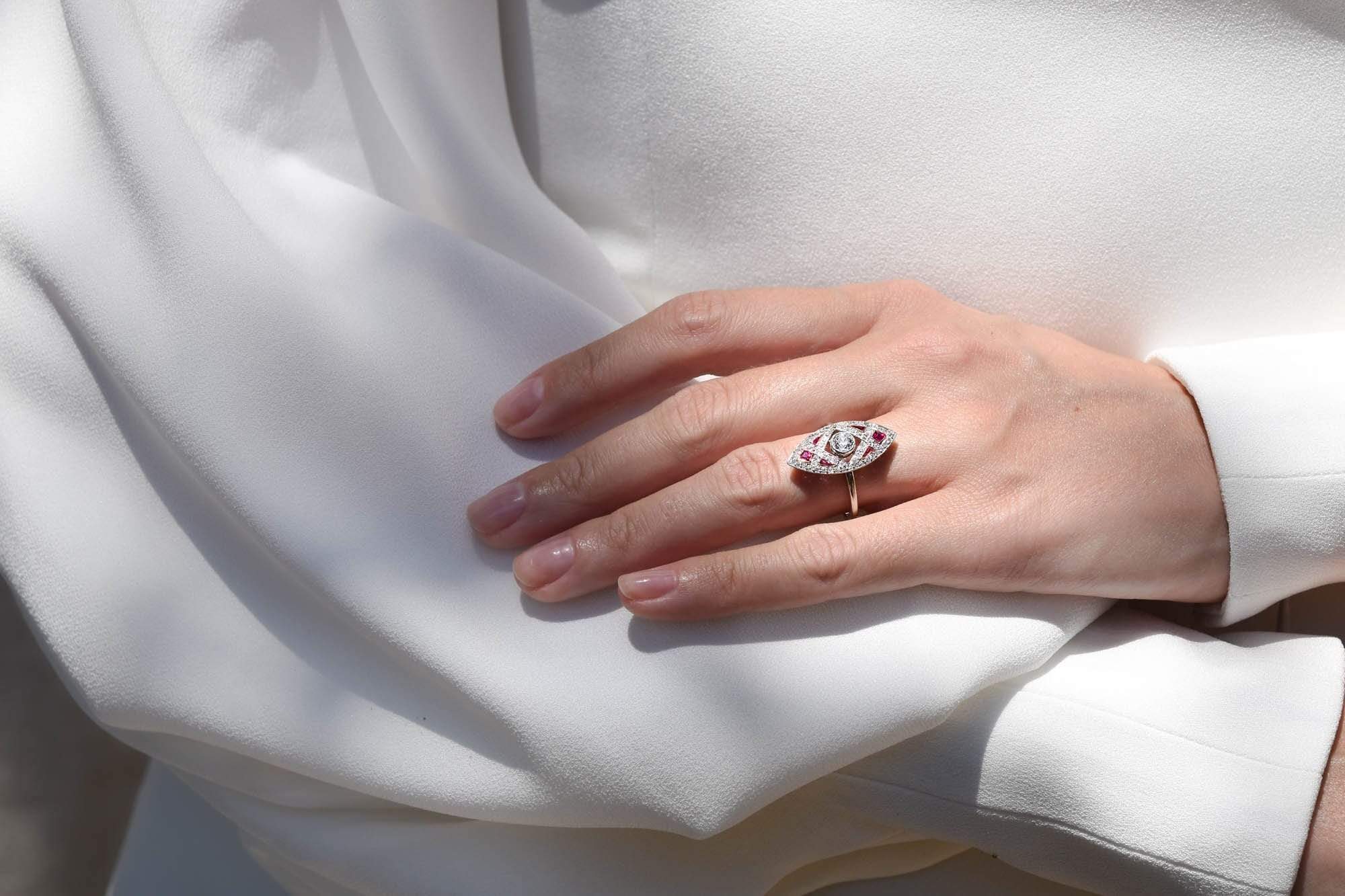 Tiffany & Co. Ruby and Diamond Navette Ring - Image 5