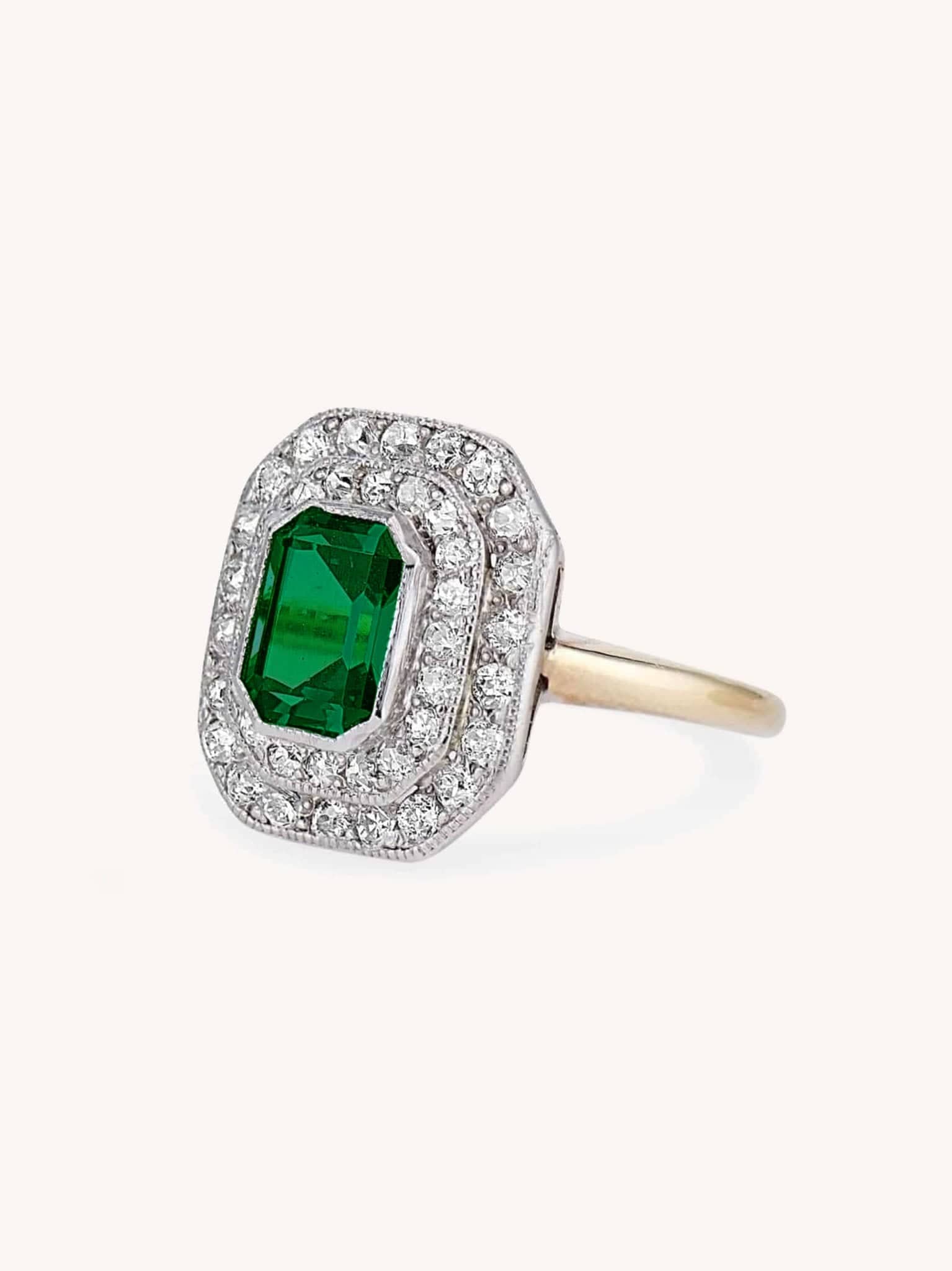 Edwardian Tsavorite & Diamond Antique Cluster Ring - Image 4