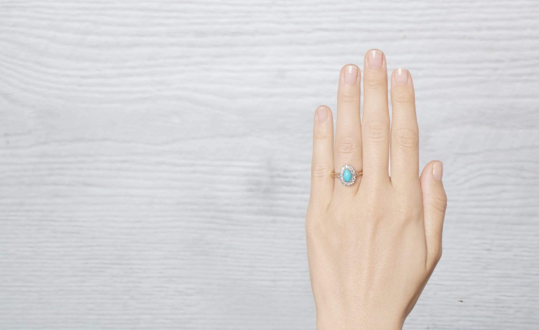 Edwardian Turquoise Cluster Ring - Image 5