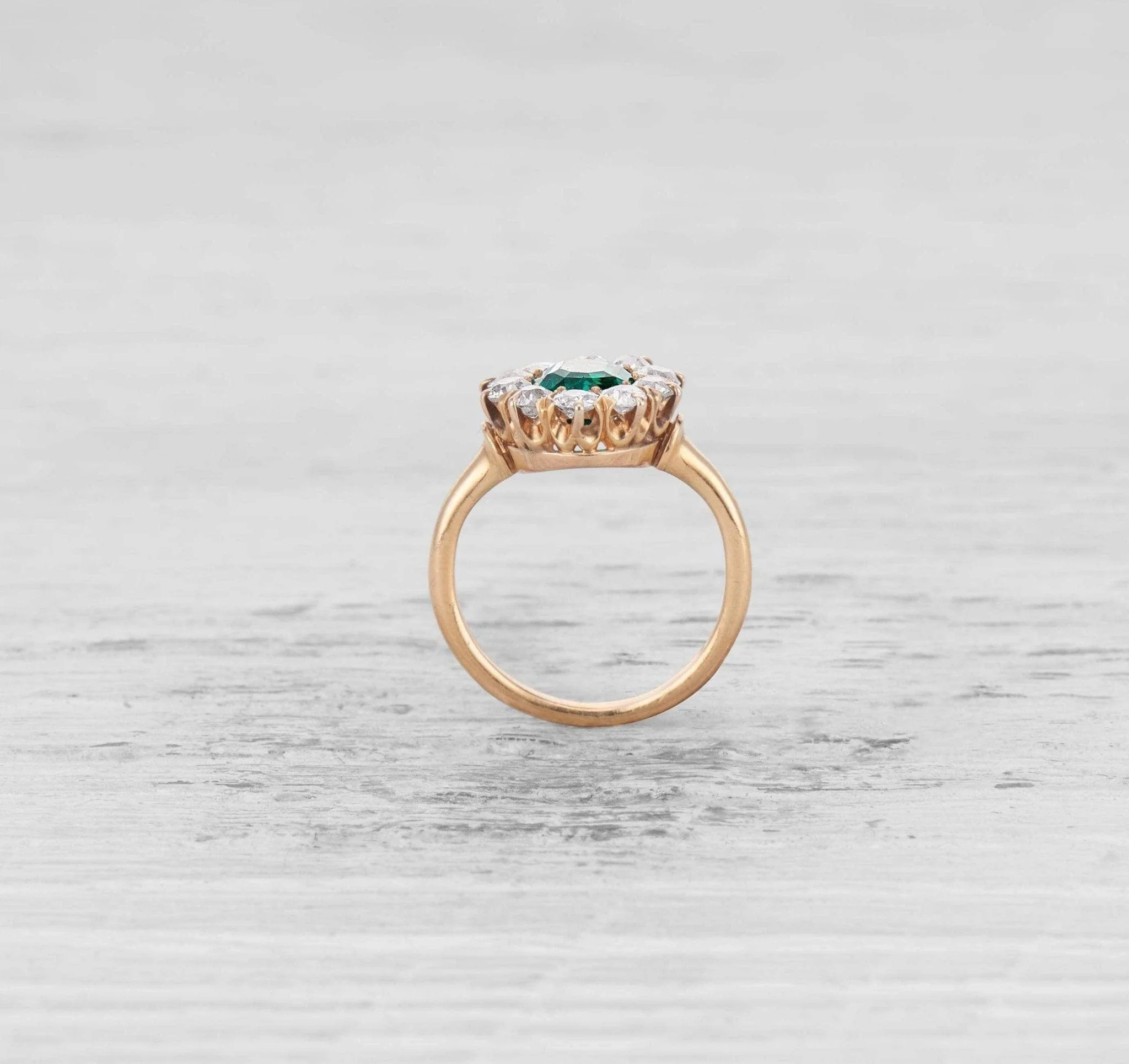 EMERALD AND DIAMOND CLUSTER ENGAGEMENT RING - Image 4