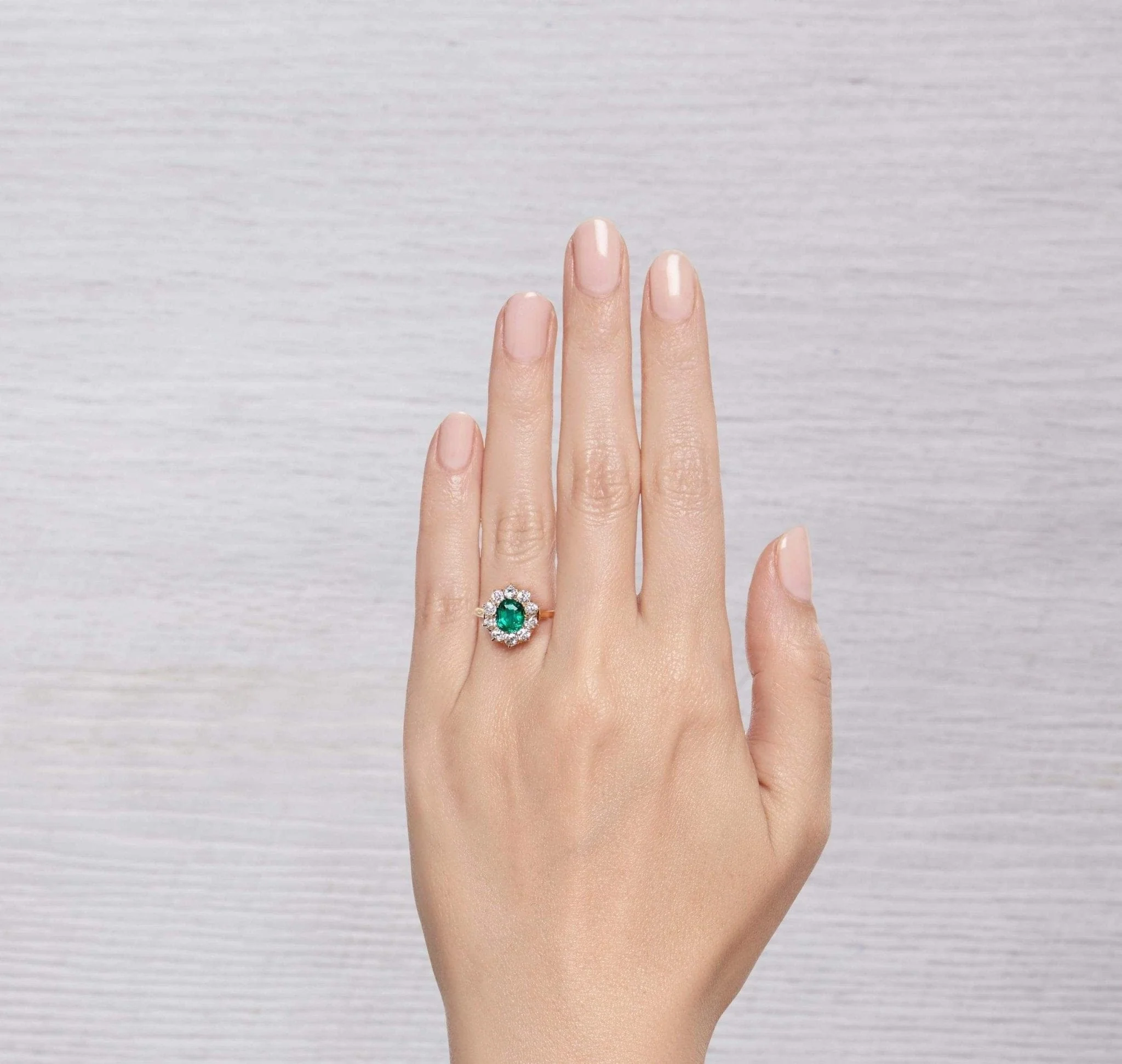 EMERALD AND DIAMOND CLUSTER ENGAGEMENT RING - Image 6