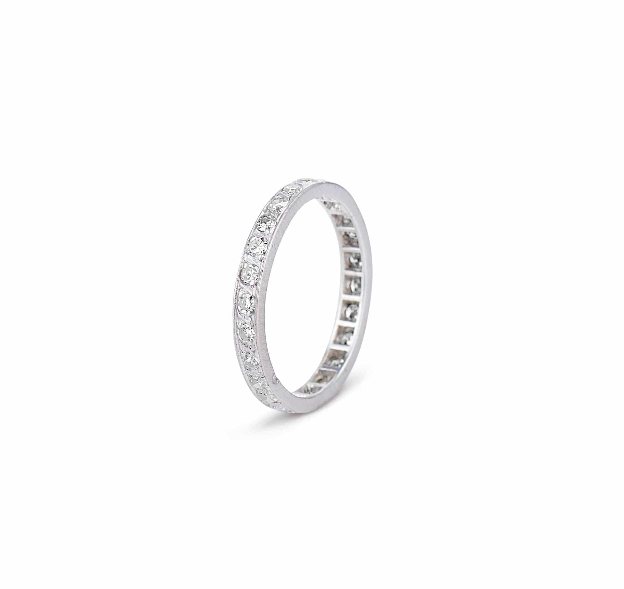 Art Deco .60 Carat Single Cut Diamond French Band - Image 2