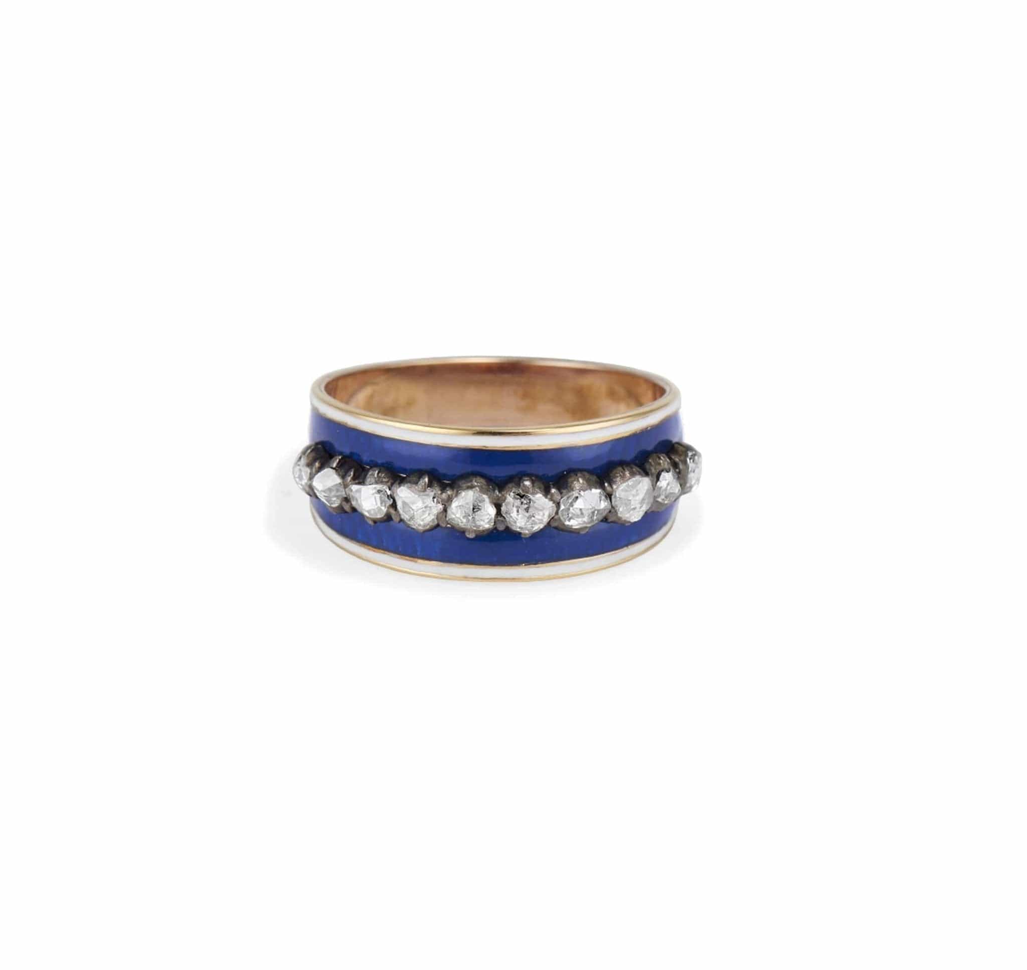 Georgian Royal Blue Enamel & Diamond Band - Image 2