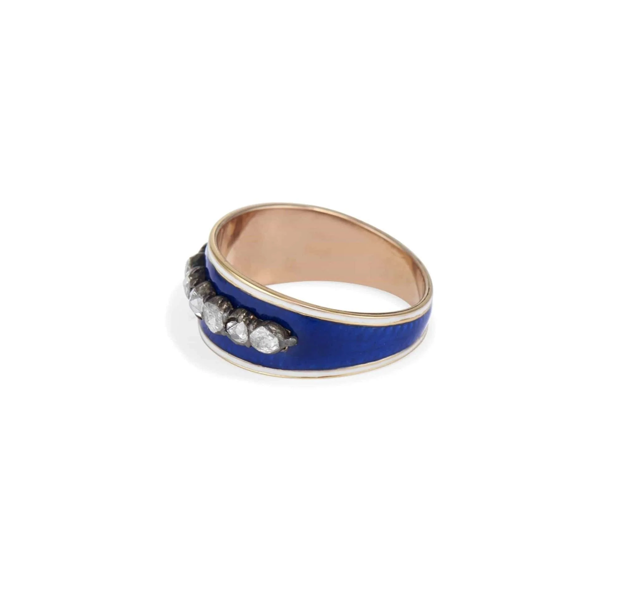Georgian Royal Blue Enamel & Diamond Band - Image 3