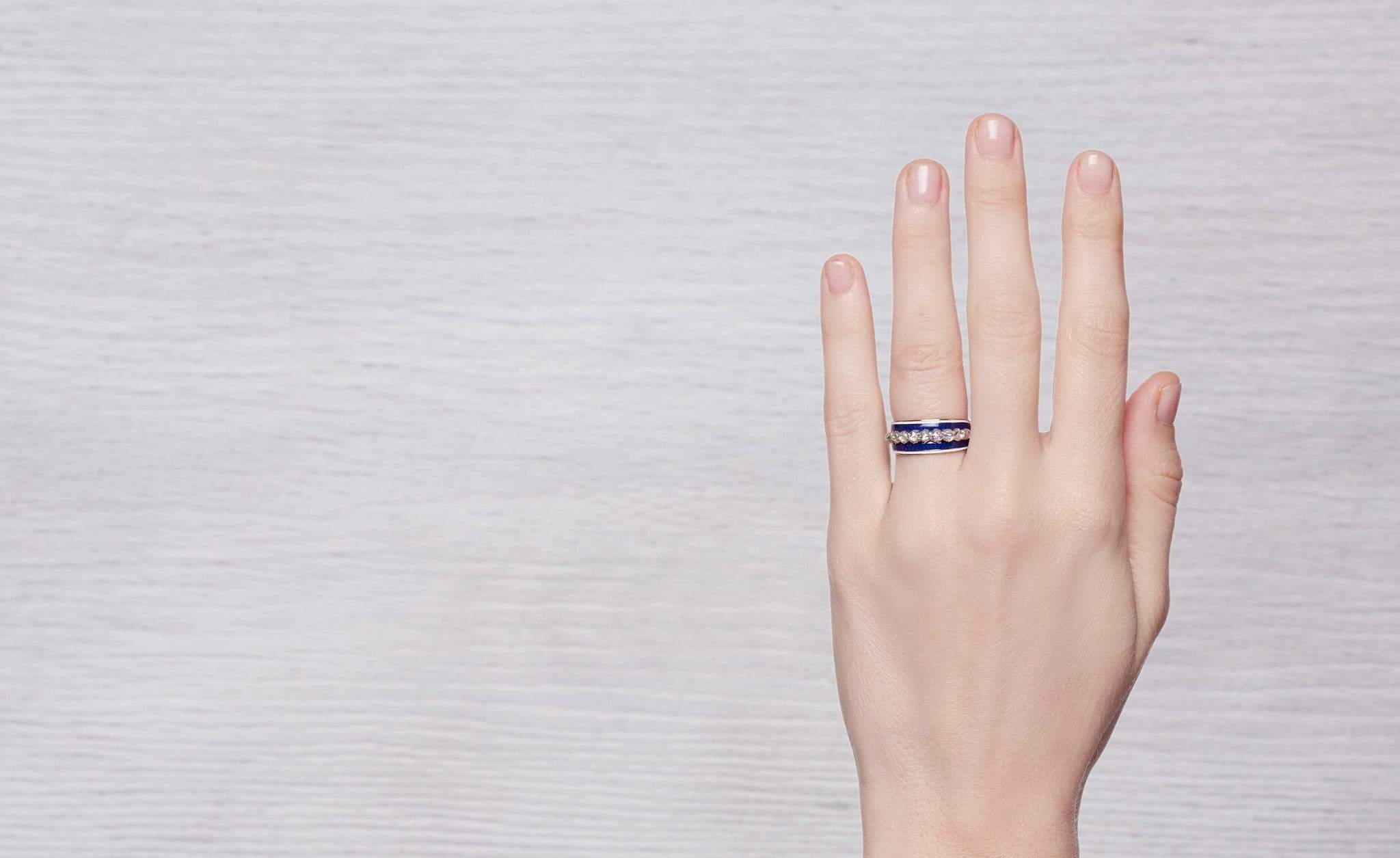 Georgian Royal Blue Enamel & Diamond Band - Image 5