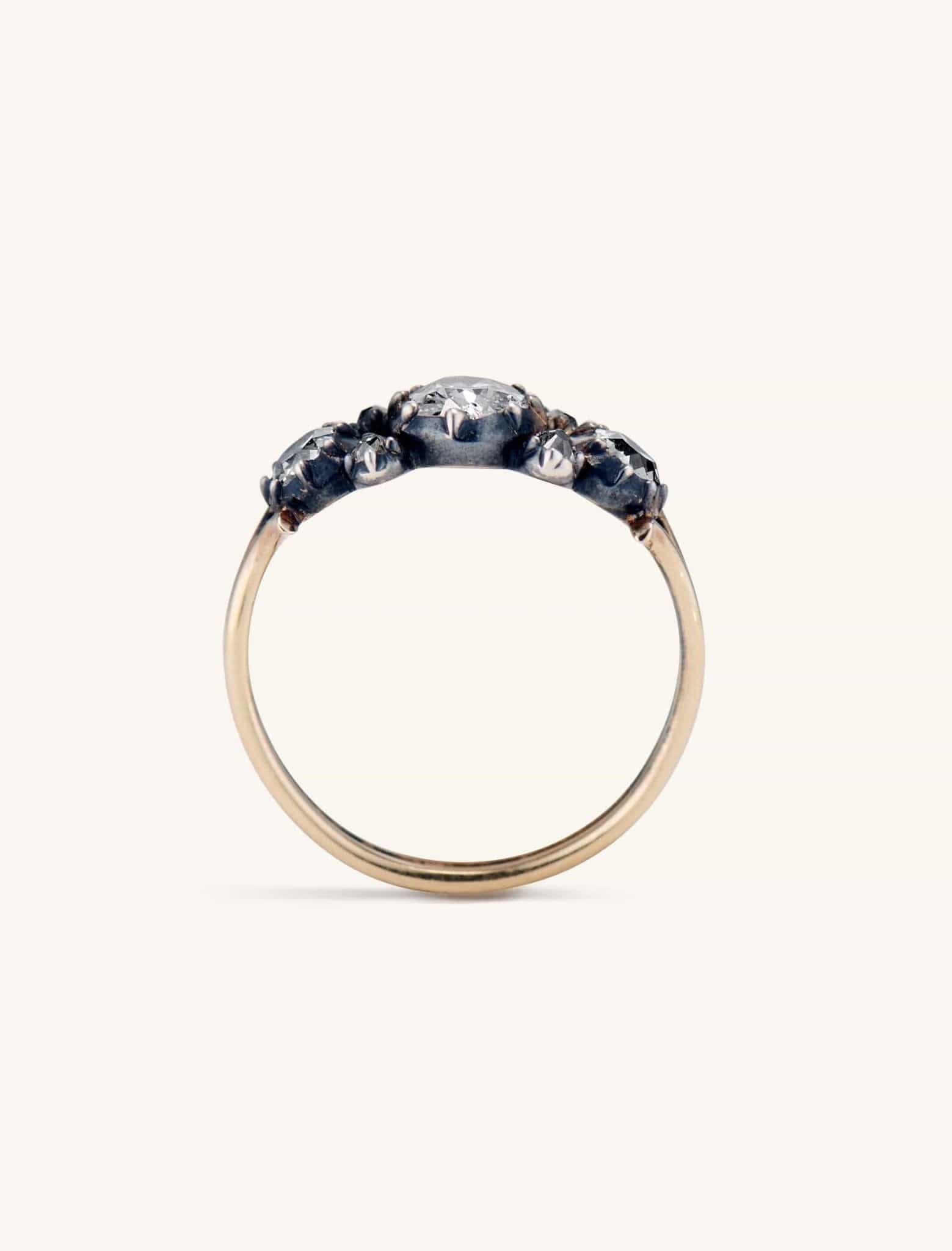 Georgian Old Mine Cut Diamond Three Stone Ring - Image 6
