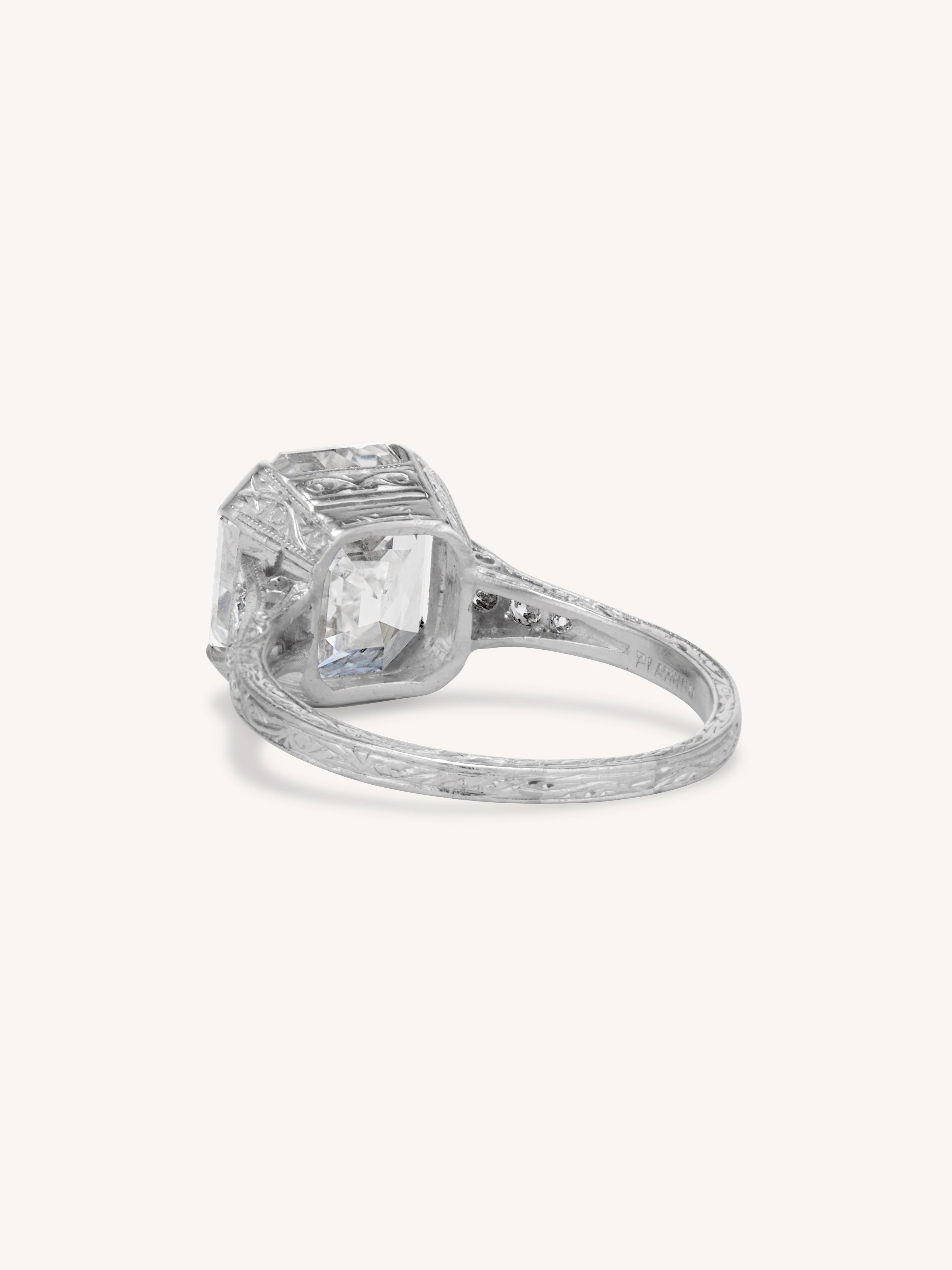 Exquisite Art Deco 5.20 Carat Asscher Cut Diamond Vintage Engagement Ring - Image 5