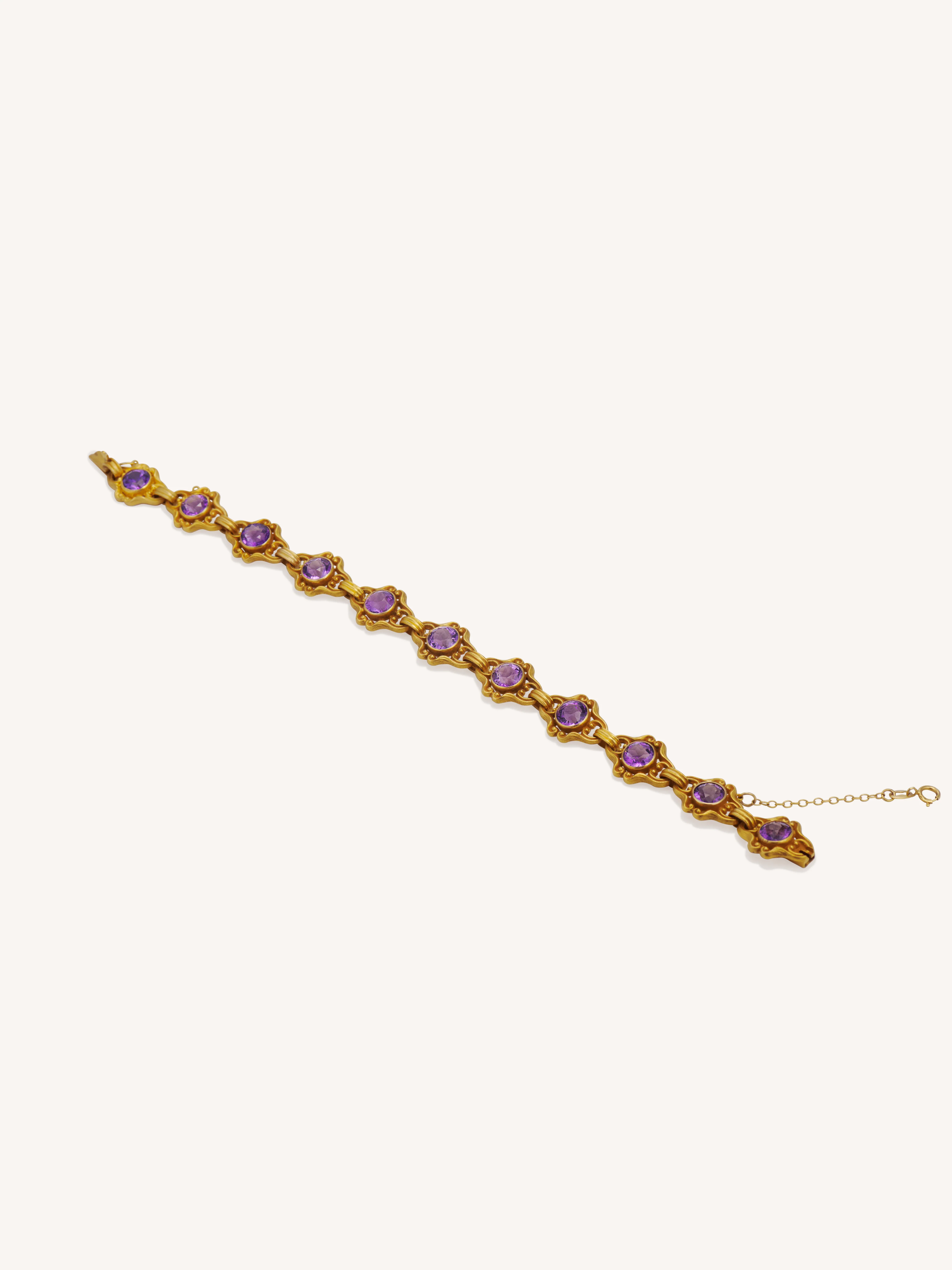 Krementz Antique Edwardian Amethyst & Gold Link Bracelet, America - Image 4