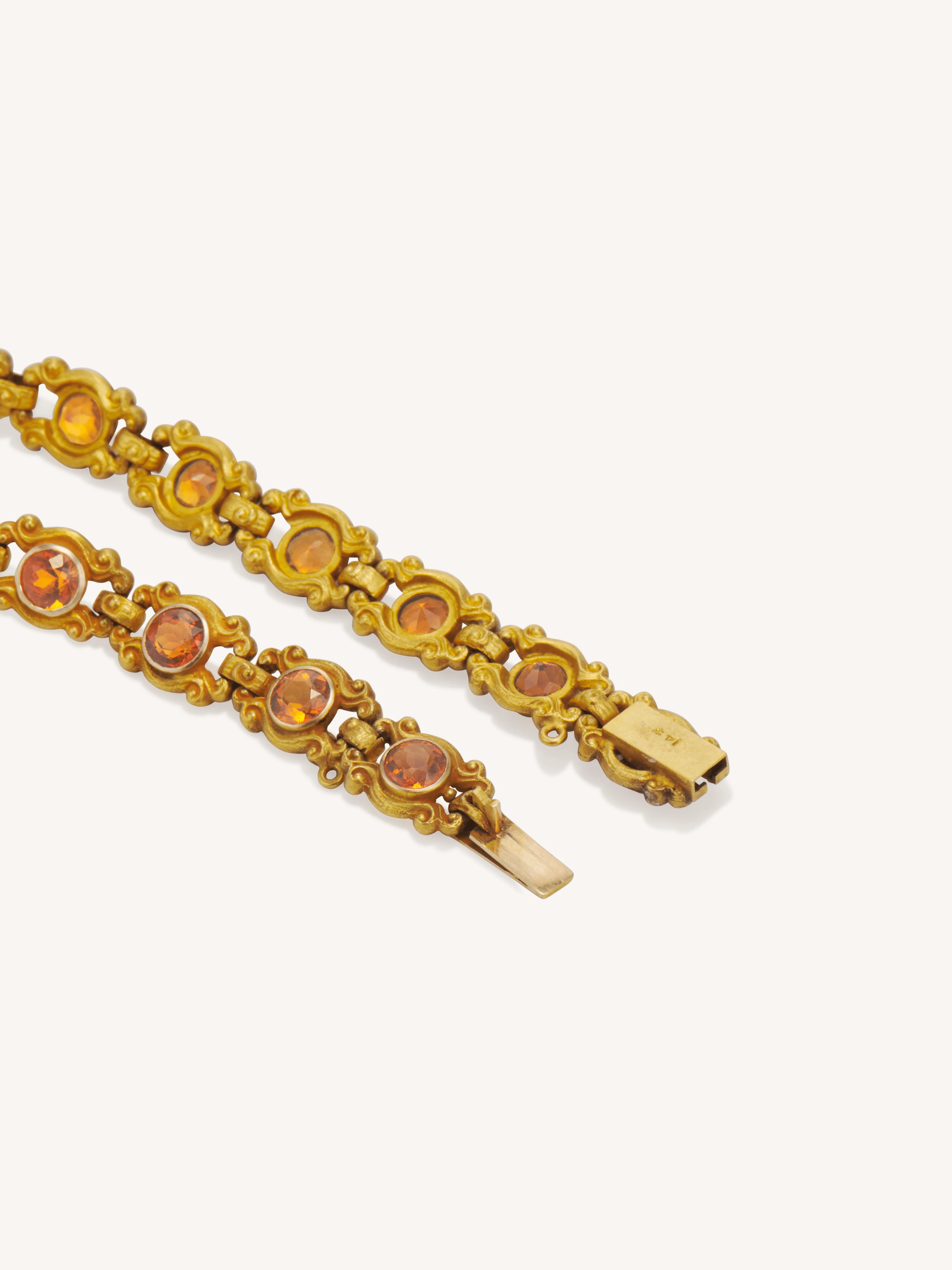 Krementz Antique Edwardian Citrine & Gold Link Bracelet, America - Image 6