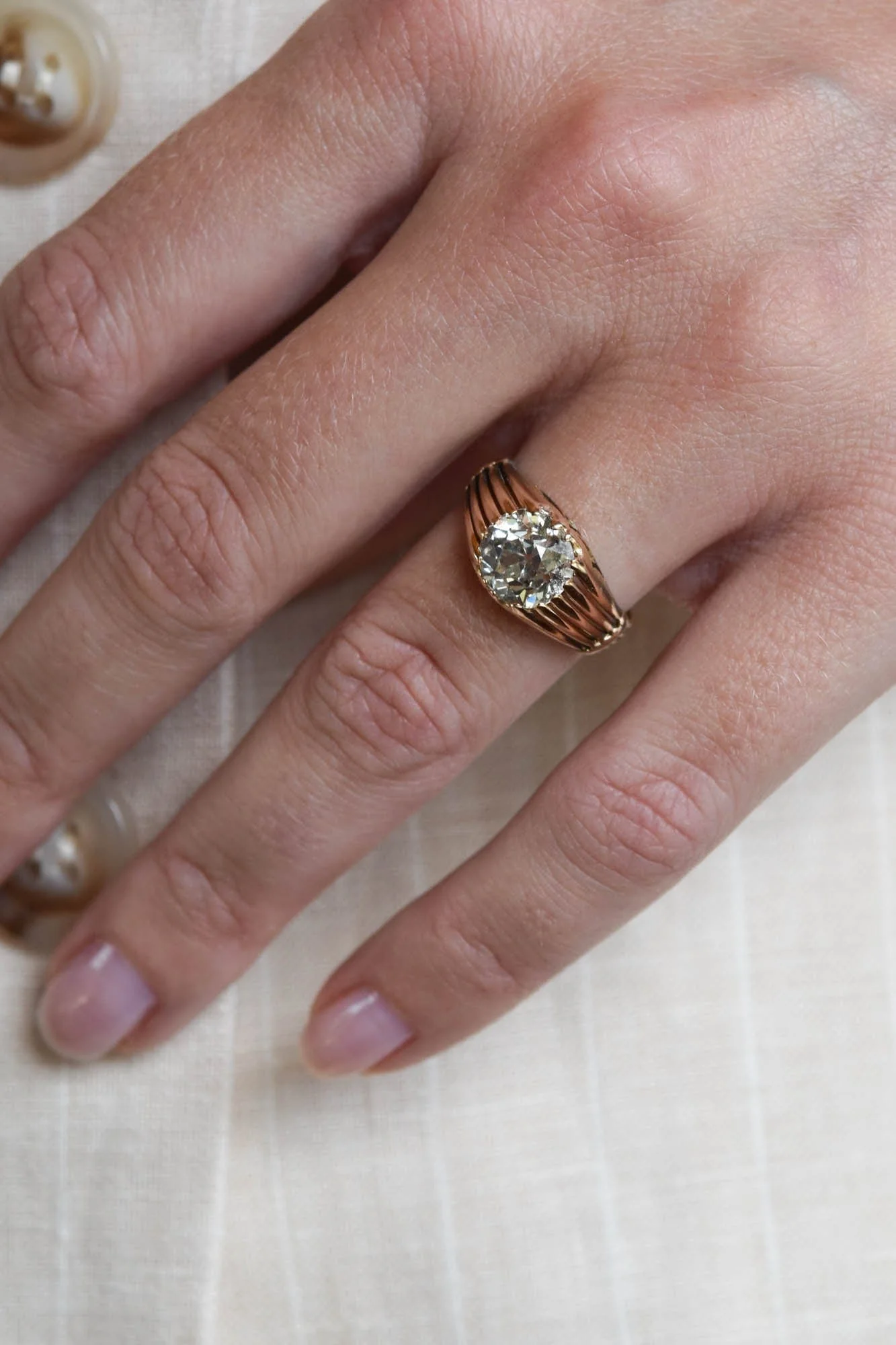 Late Victorian 2.42 Carat Old European Cut Diamond Bold Antique Engagement Ring - Image 2
