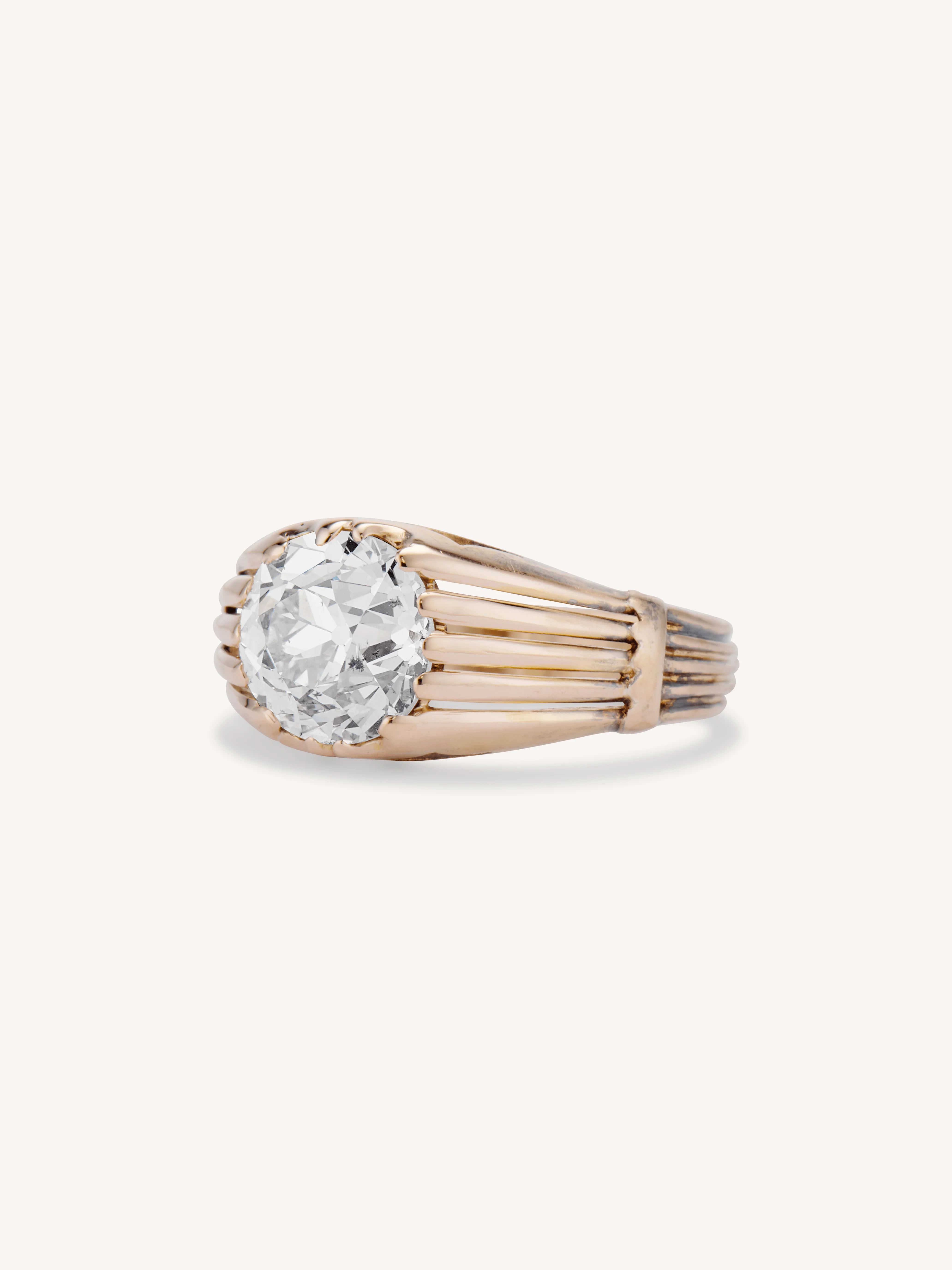 Late Victorian 2.42 Carat Old European Cut Diamond Bold Antique Engagement Ring - Image 4