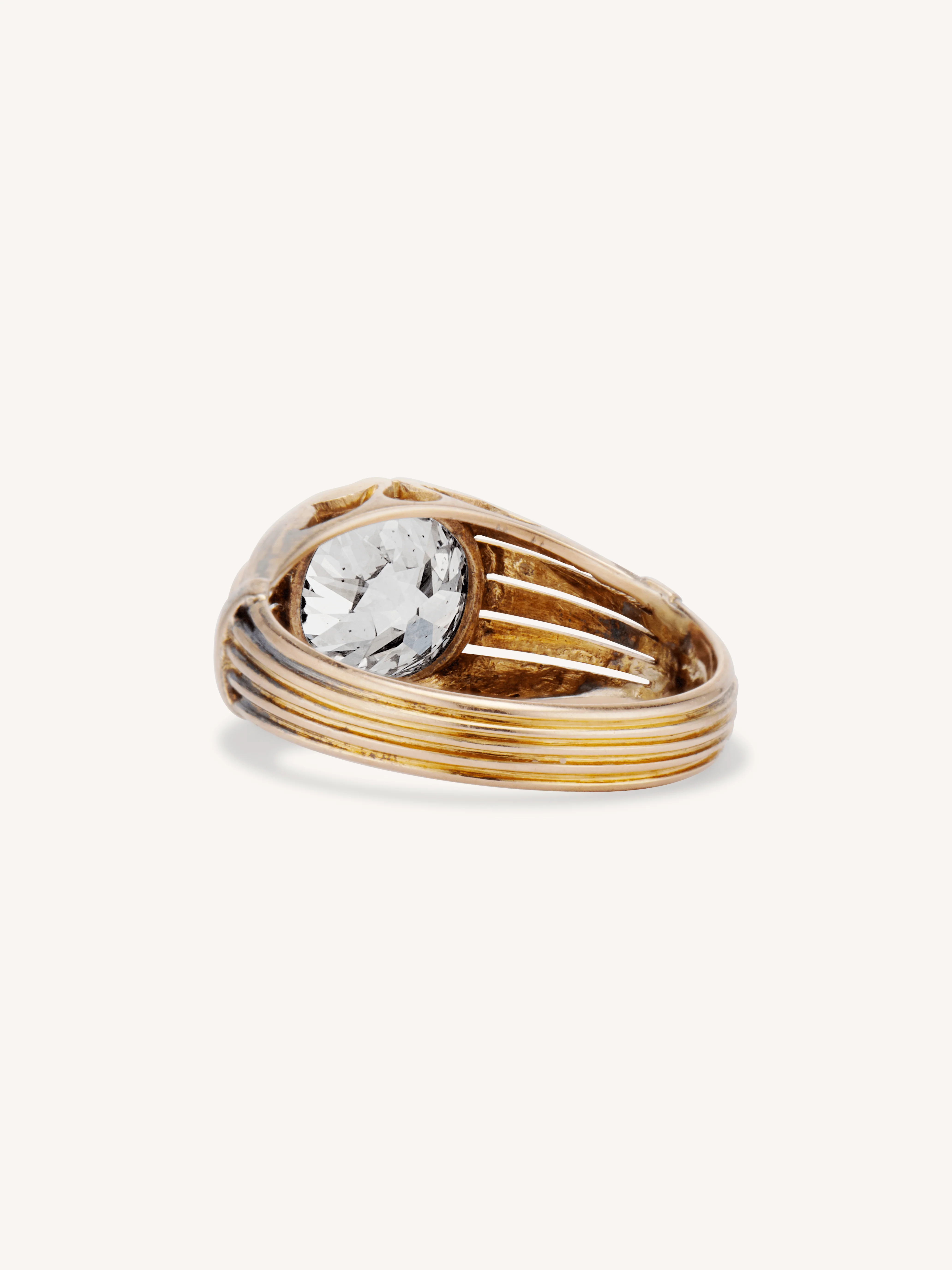 Late Victorian 2.42 Carat Old European Cut Diamond Bold Antique Engagement Ring - Image 5