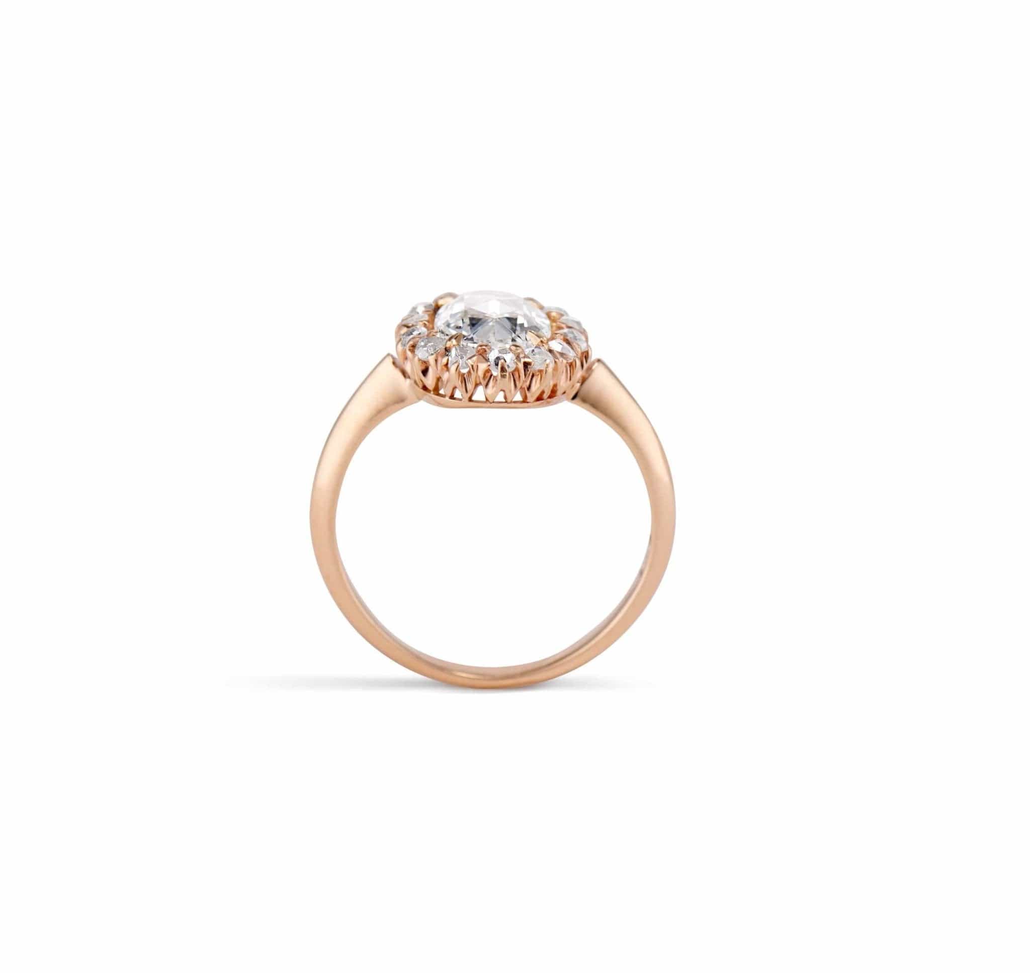 Late Victorian .91 Carat Oval Rose Cut Diamond Engagement Ring, America - Image 4