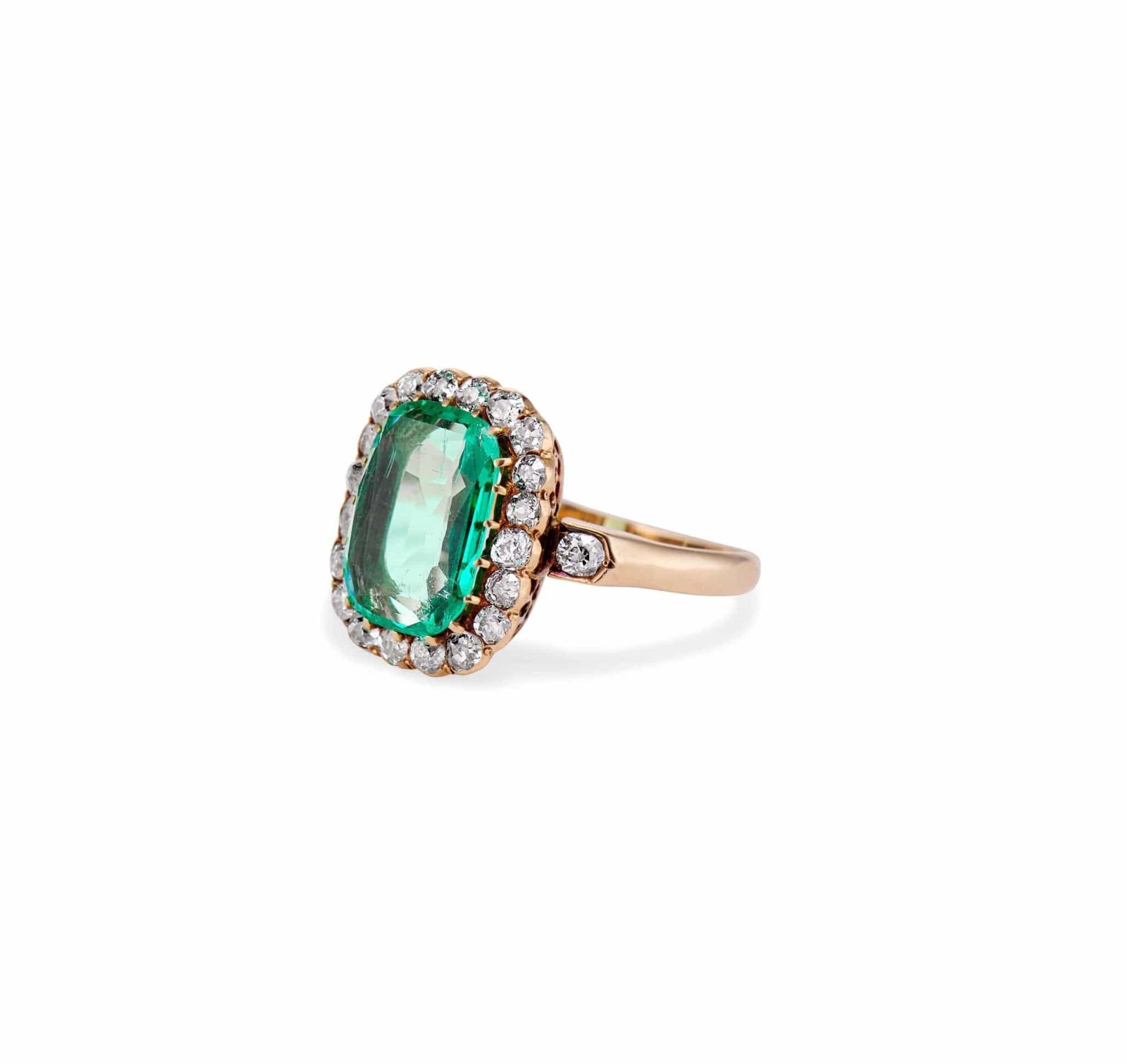 Late Victorian 2.20 Carat Colombian Emerald and Diamond Ring - Image 2
