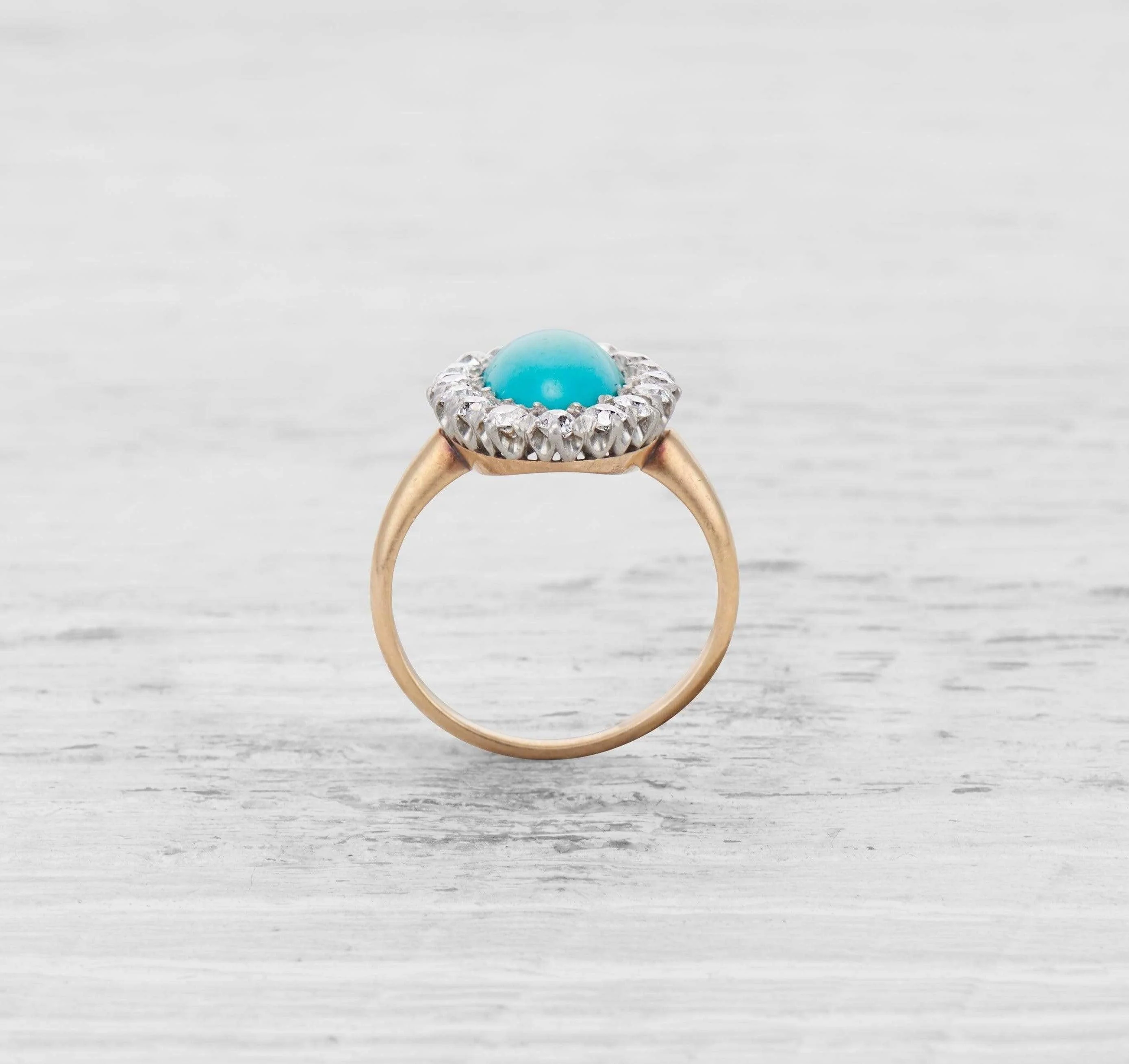 LATE VICTORIAN TURQUOISE AND DIAMOND RING - Image 4