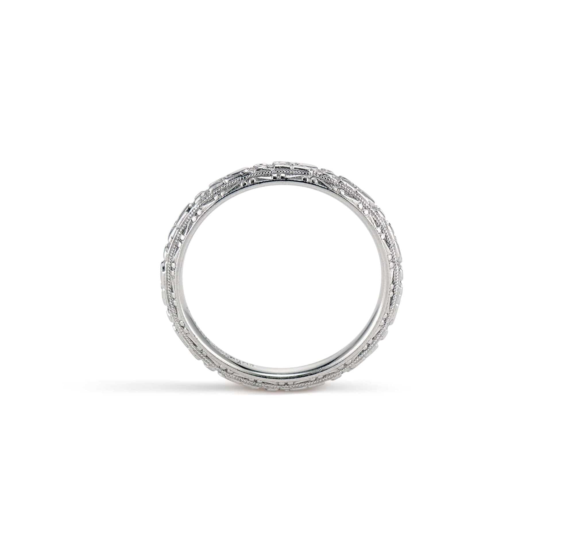 Art Deco Lohengrin White Gold Engraved Band - Image 2
