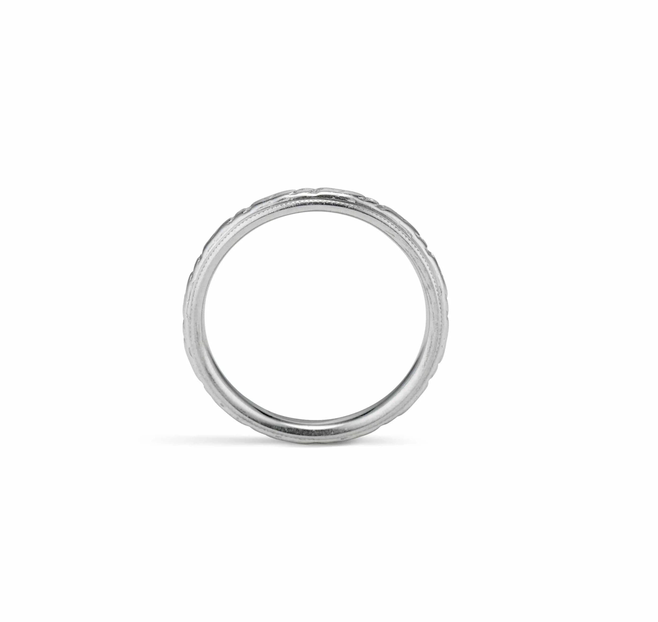 Lohengrin Mid-Century Blossom White Gold Wedding Band, America - Image 2