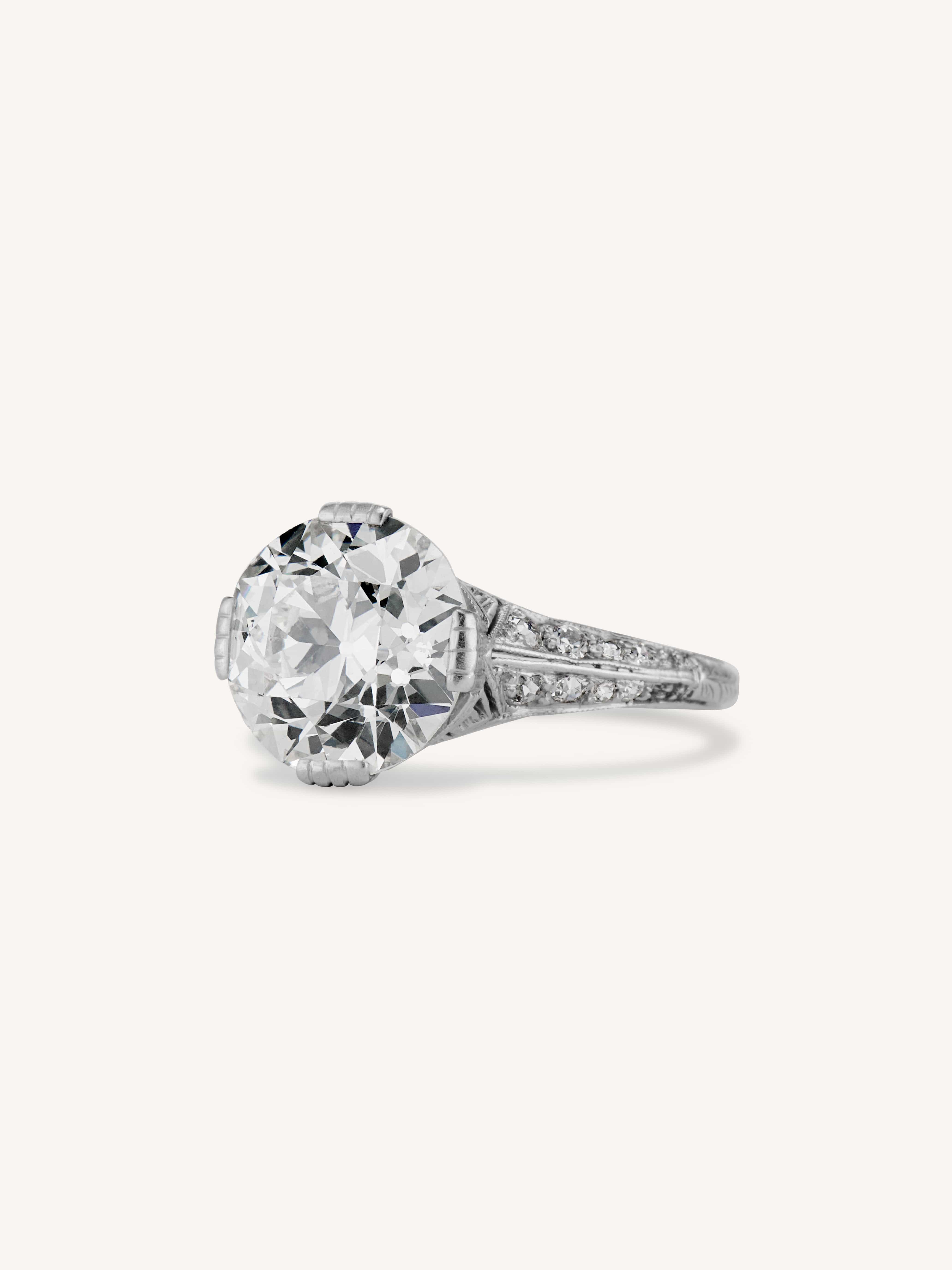 Art Deco Marcus & Co. 4.94 Carat Transitional Cut Diamond Engagement Ring - Image 4