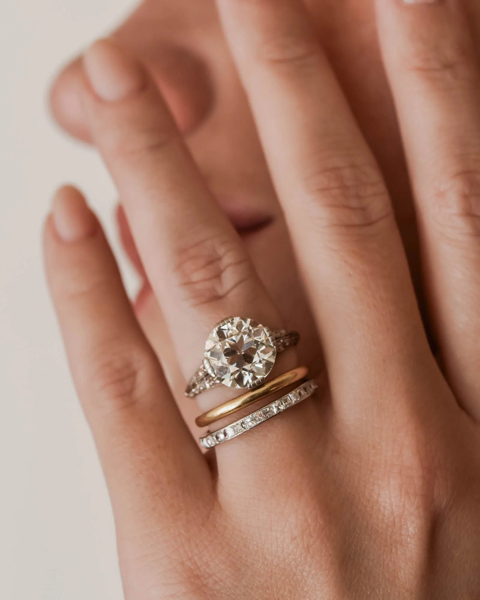 Art Deco Marcus & Co. 4.94 Carat Transitional Cut Diamond Engagement Ring - Image 6
