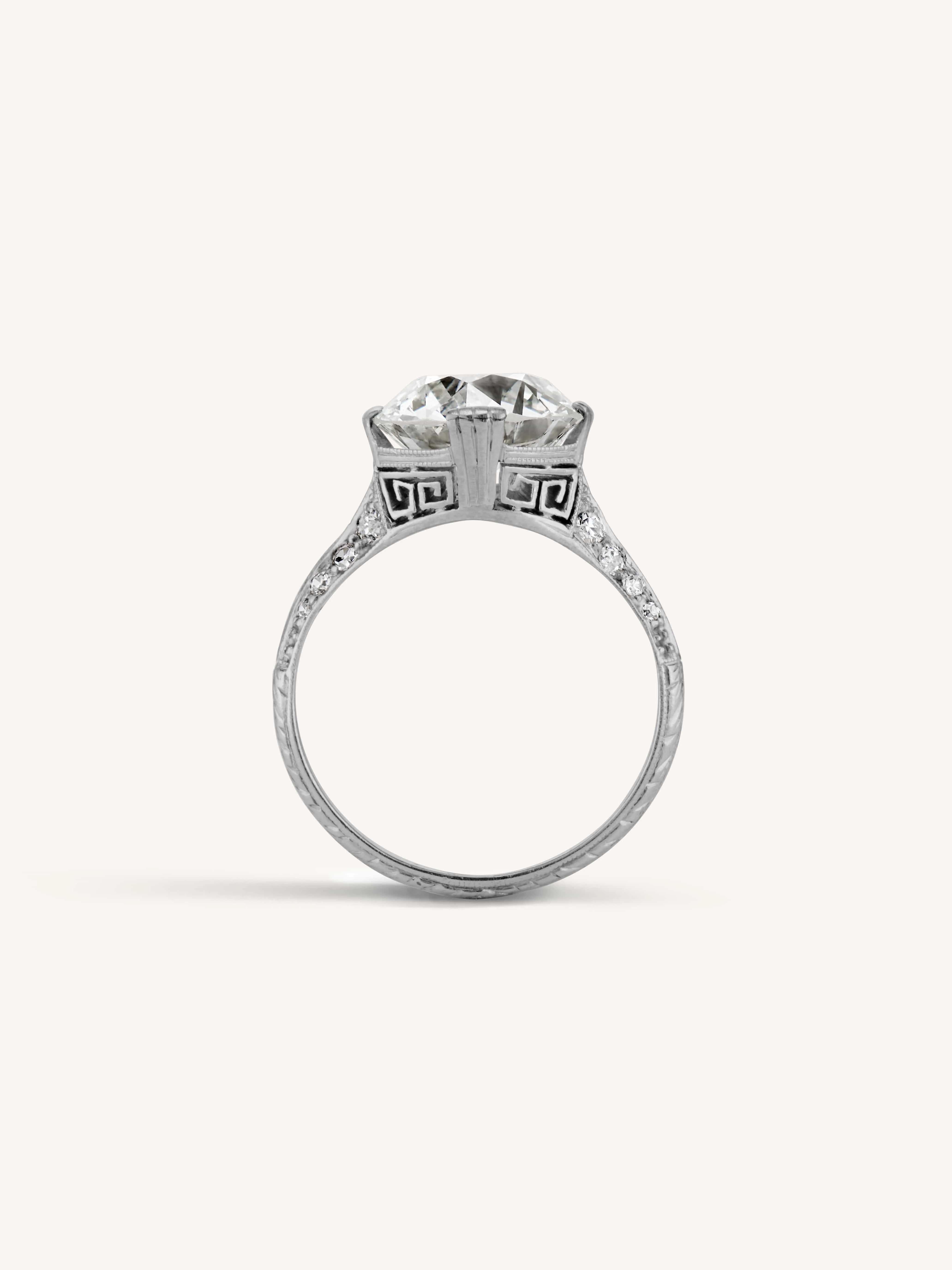 Art Deco Marcus & Co. 4.94 Carat Transitional Cut Diamond Engagement Ring - Image 8