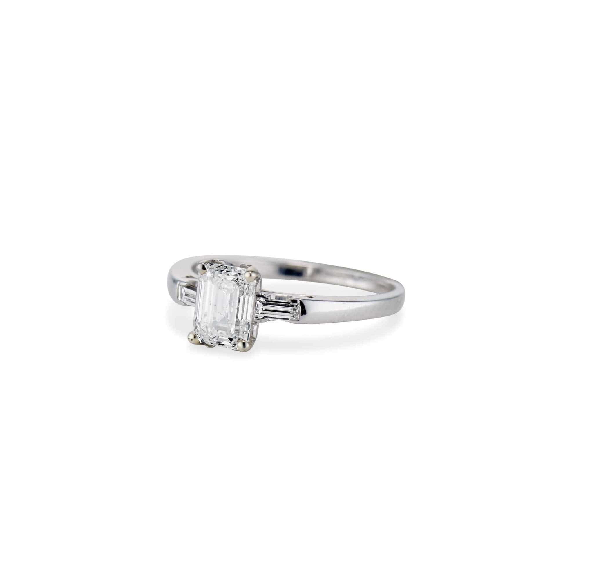 Mid-Century 1.00 Emerald-Cut Diamond Engagement Ring - Image 2