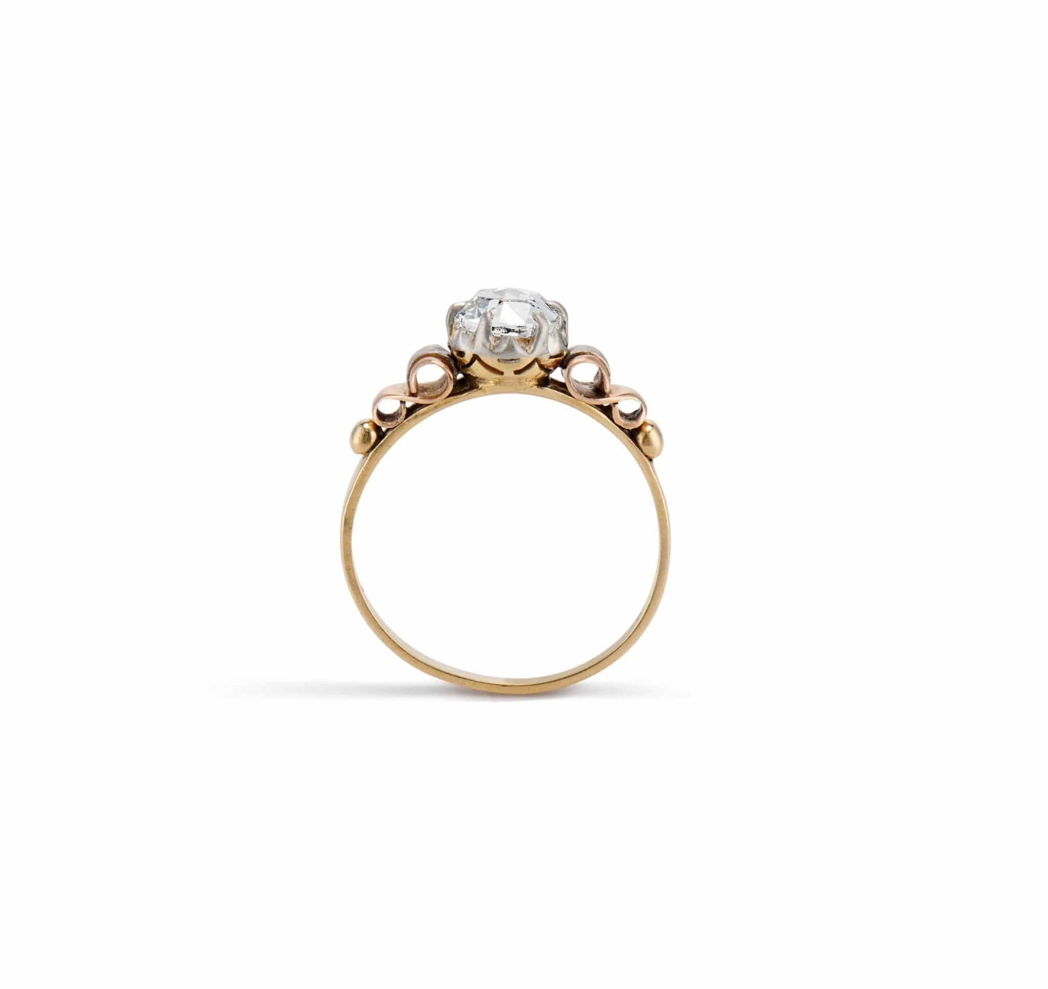 Mid-Century 1.01 Carat Rose-Cut Diamond Engagement Ring - Image 4