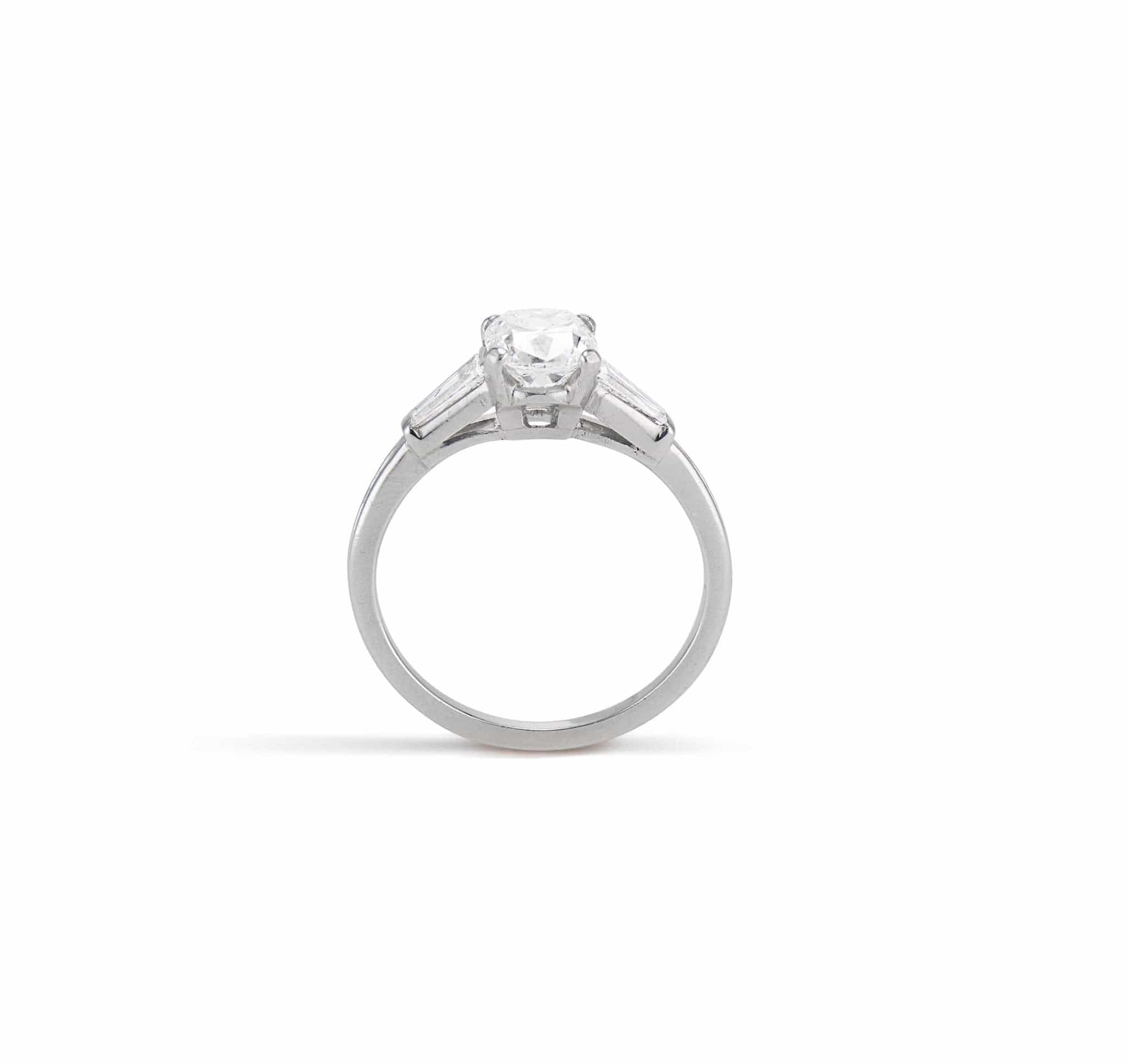 Mid Century 1.03 Carat Cushion Cut Diamond Solitaire Engagement Ring - Image 4