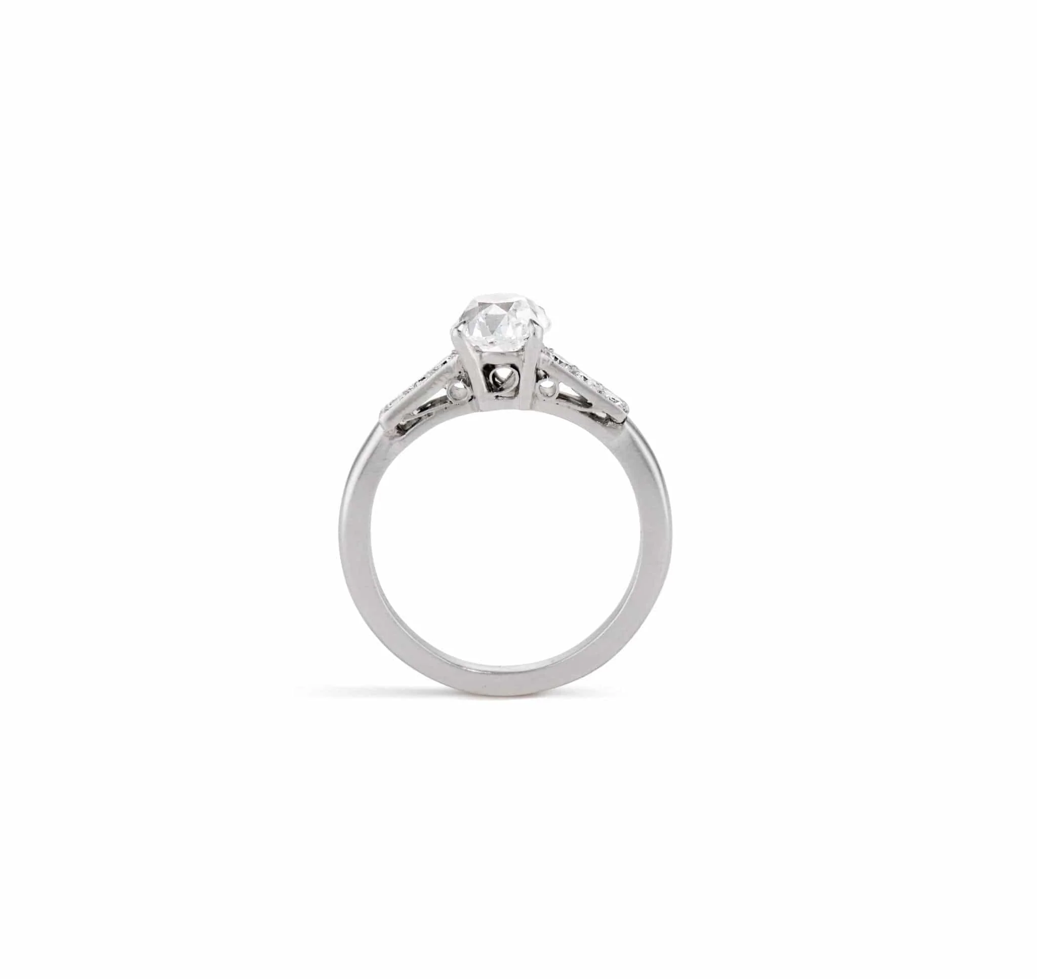 Mid-Century 1.13 Carat Old European Diamond Engagement Ring - Image 4