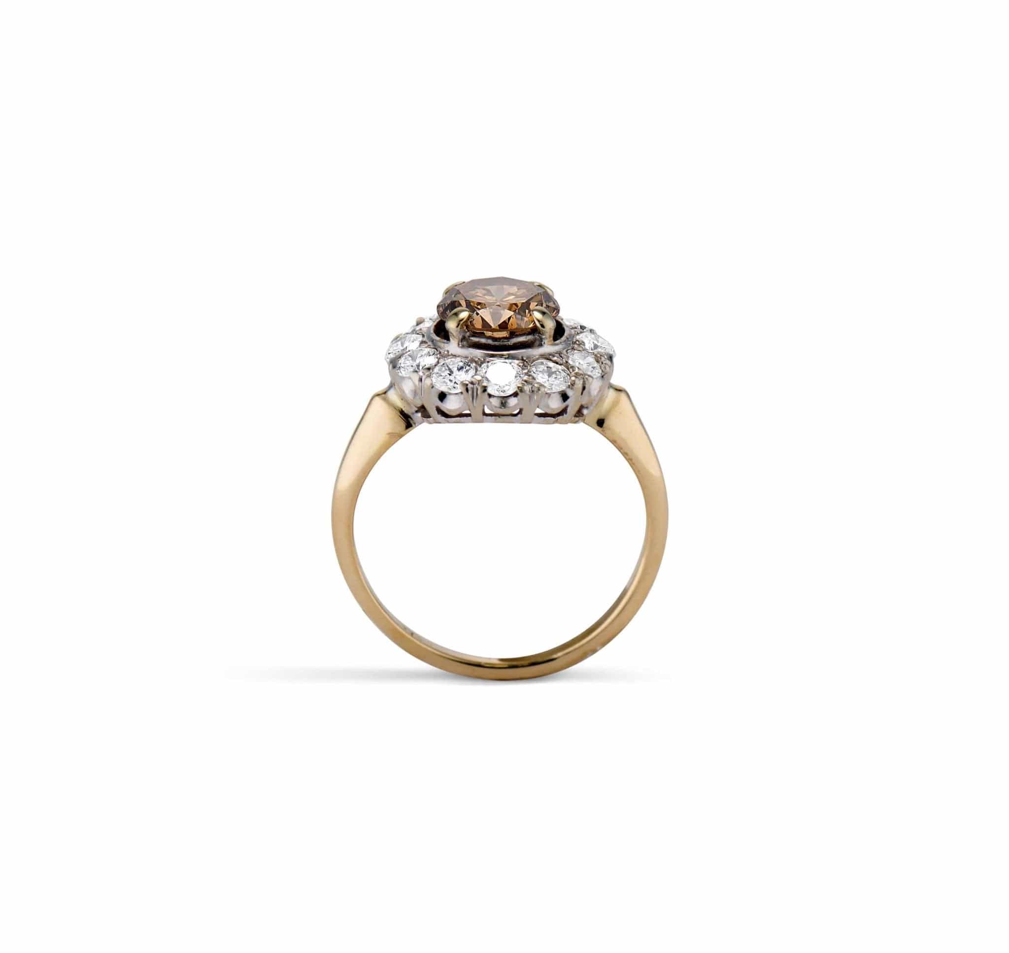 Mid Century 1.14 Carat Champagne Diamond Cluster - Image 3