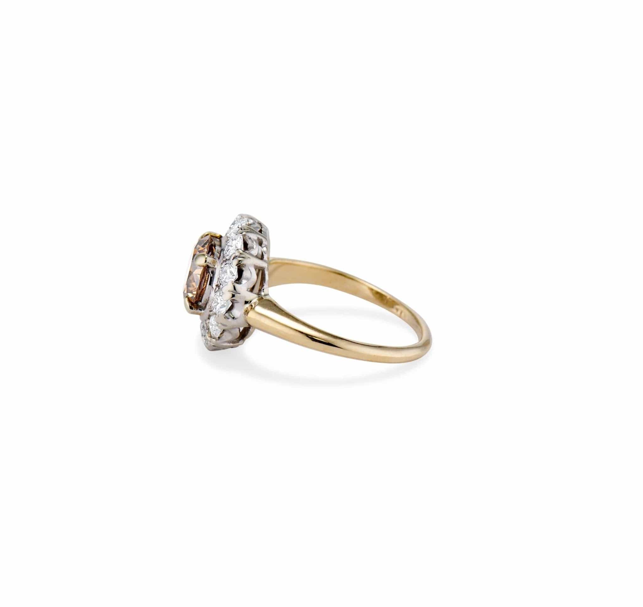 Mid Century 1.14 Carat Champagne Diamond Cluster - Image 4