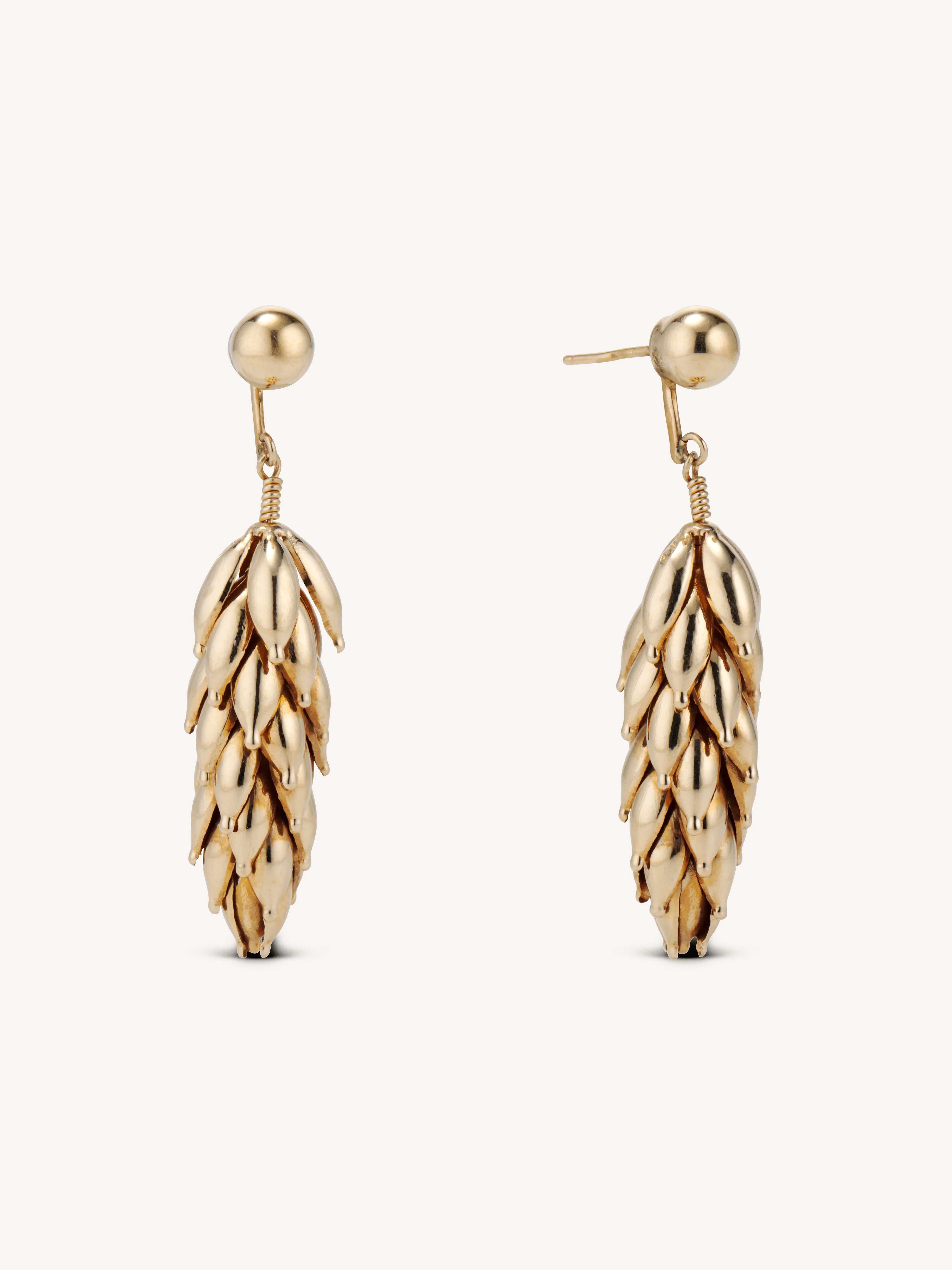 Mid-Century 14K Gold Articulated Leaf Earrings - Image 3